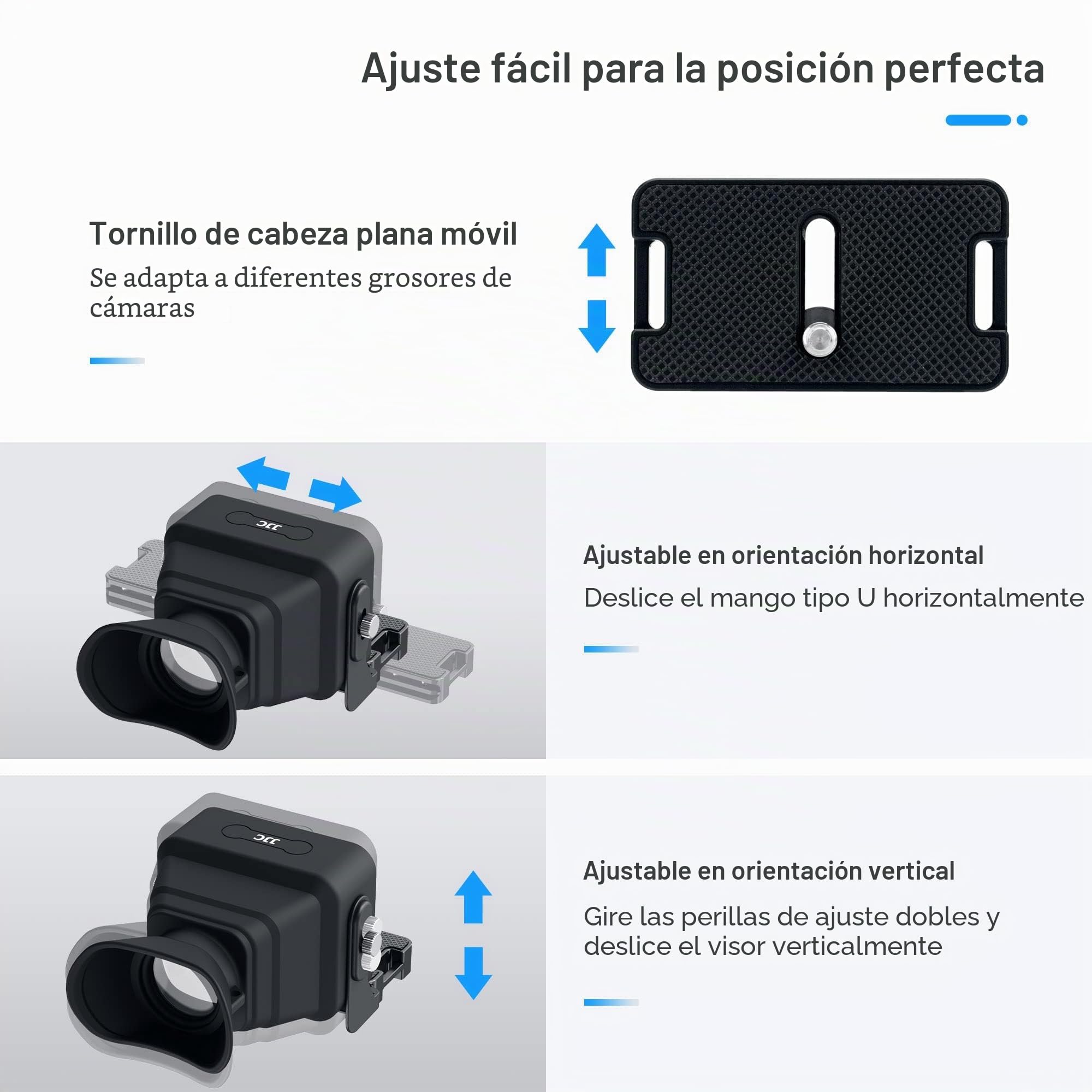 JJC - Visor LCD para cámara de fotos (3 de aumento de ancho x 3, con placa de liberación rápida tipo Arca, parasol para cámaras réflex digitales