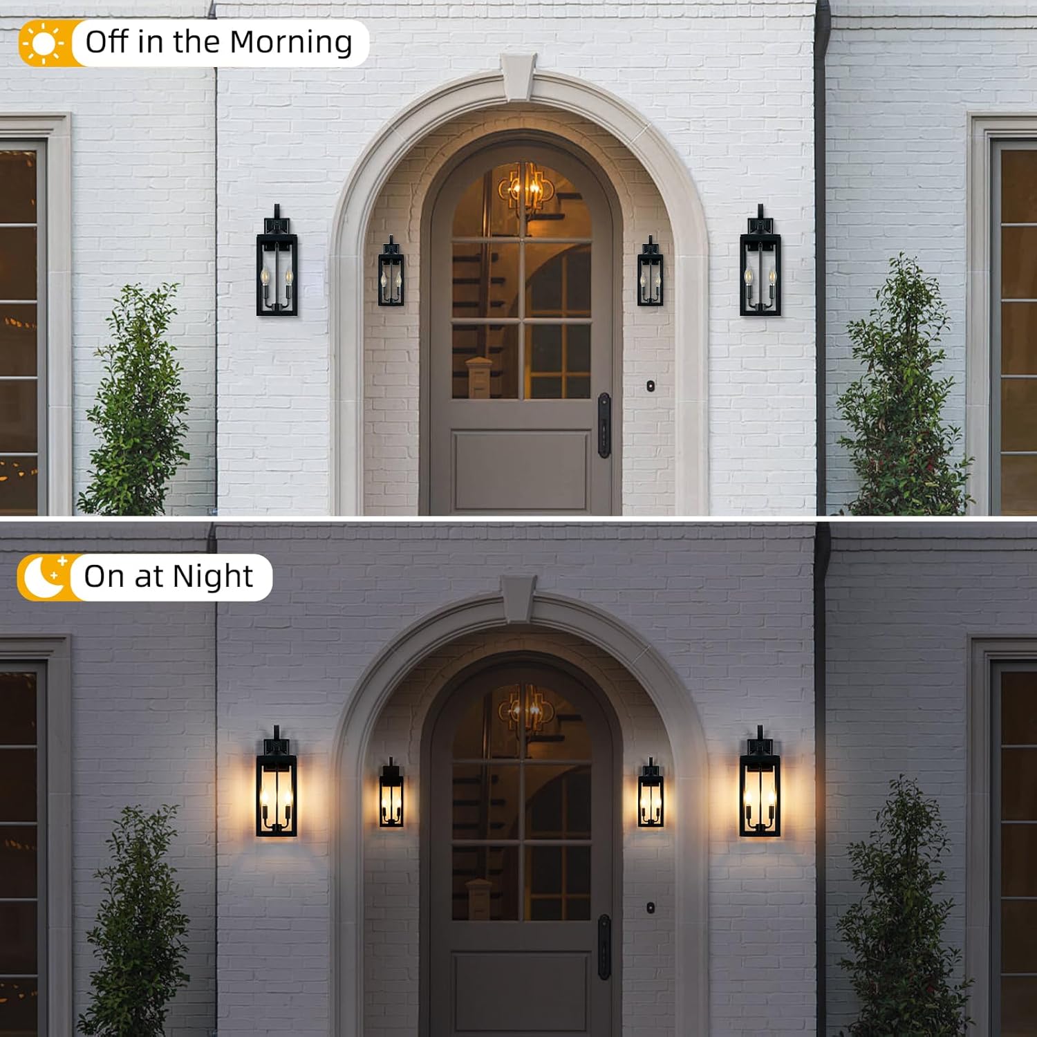OKELI 17.6" Black Outdoor Wall Light Fixture, Large Exterior Porch Lighting 2-Light Farmhouse Outside Lantern Lights with Clear Glass Waterproof Wall Sconces Lamp for House Garage