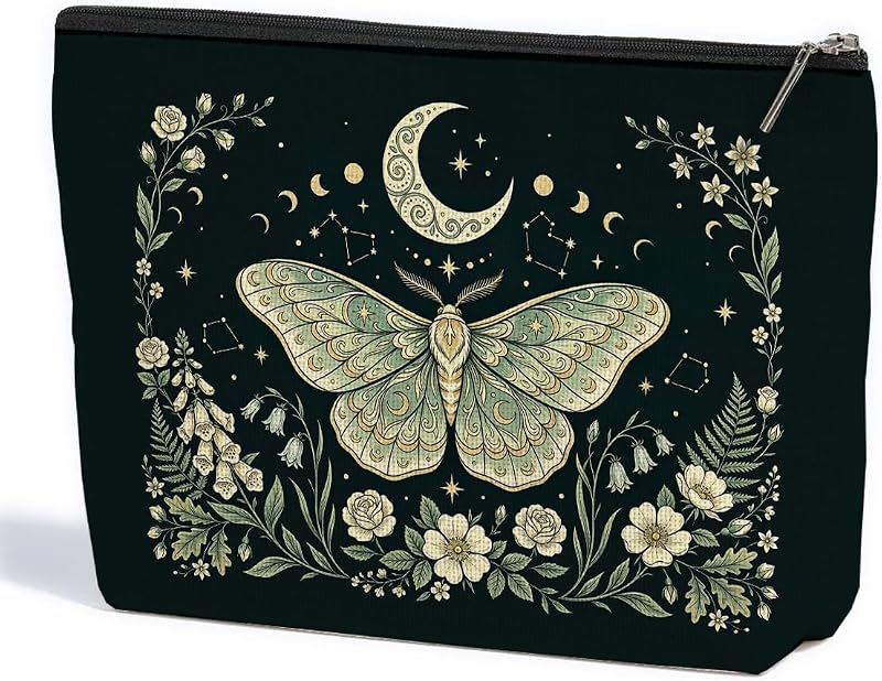 Necessaire de maquiagem ZHAMEN com estampa de borboletas e zíper Multicolor 1616