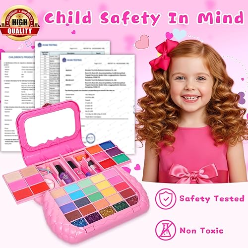 Miniatura 6 de Topsolid Kit de maquillaje para niñas, maquillaje real lavable para niños con espejo, juegos de maquillaje para niñas de 5 a 8 años, set