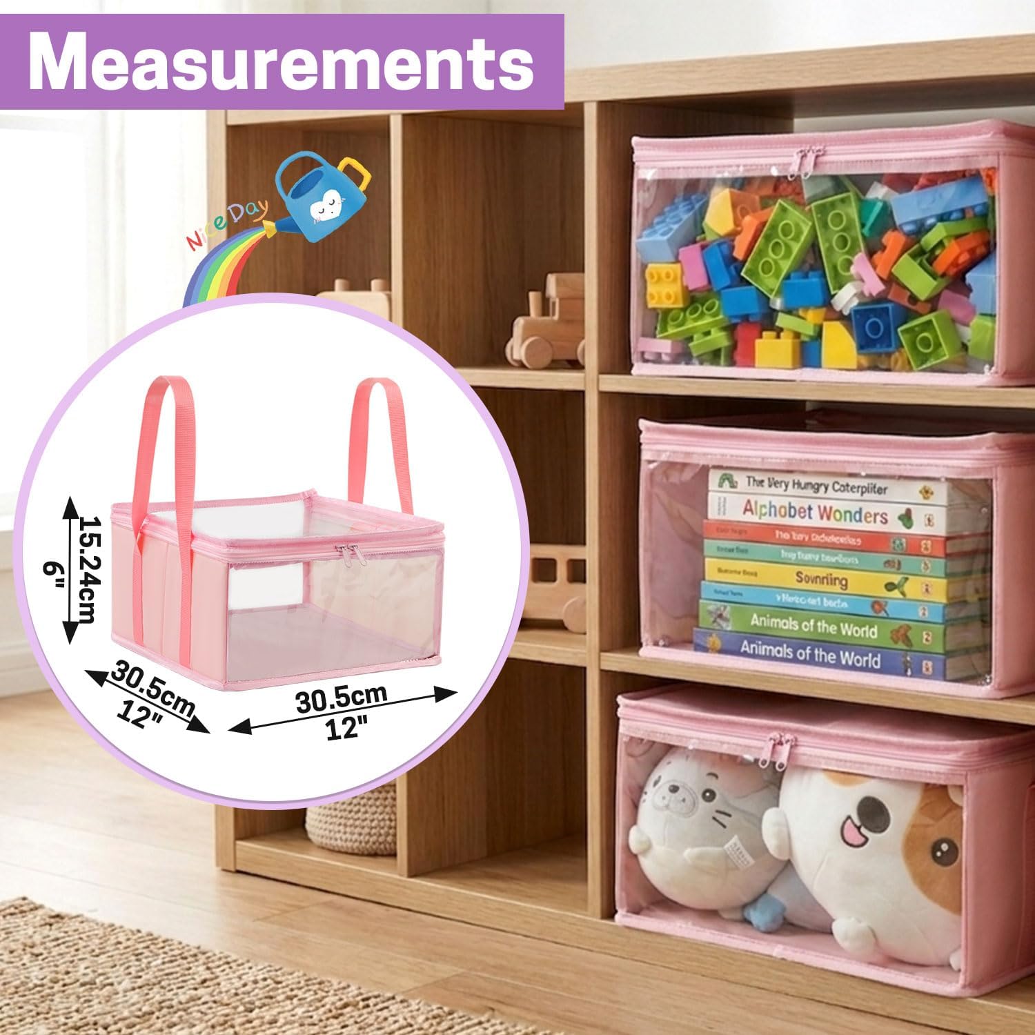 Foldable Storage Bins with Transparent Lid, Large Organizer Boxes image 2