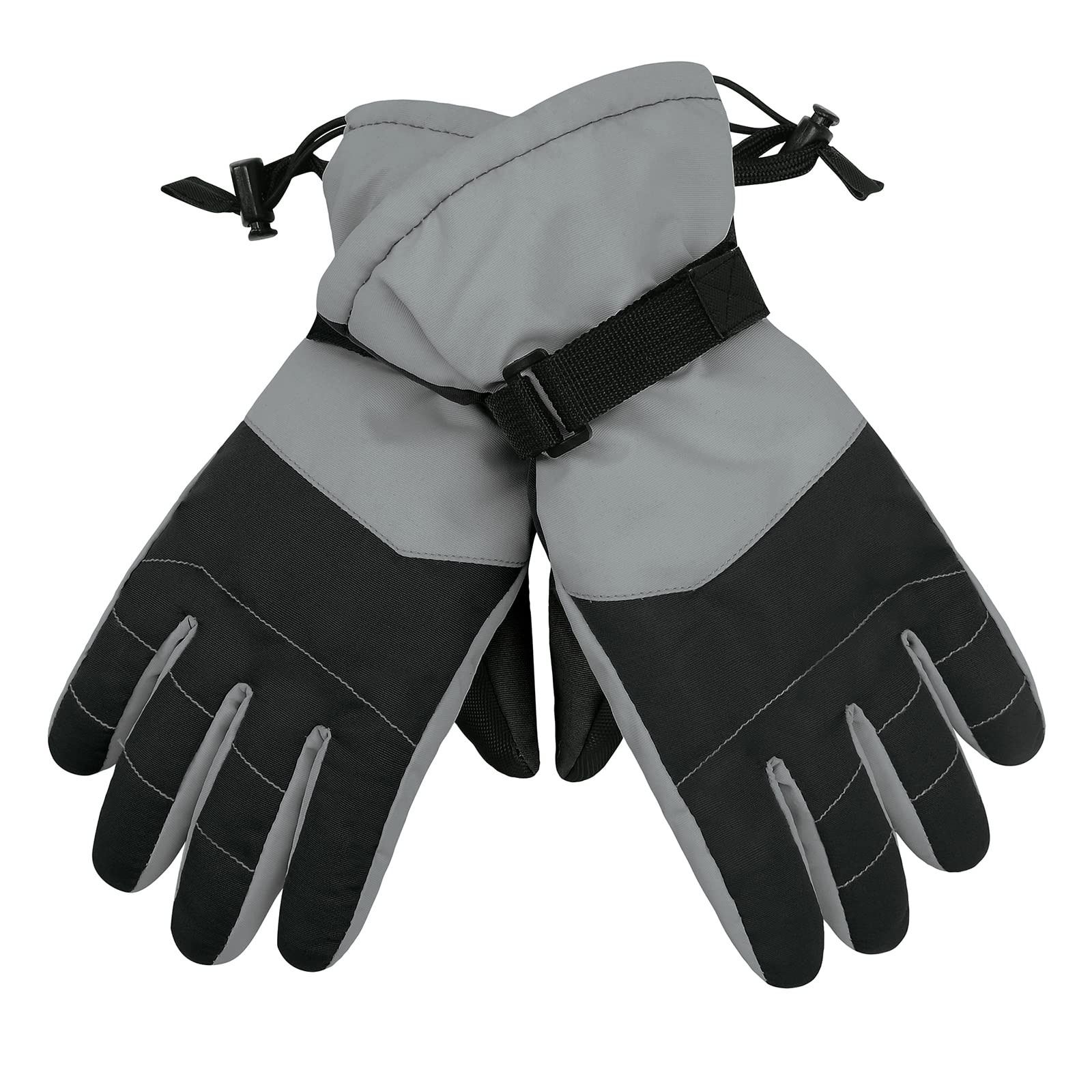 Guanti per bambini per l'inverno impermeabili bambini neve sci guanti ragazzi ragazze guanti caldi guanti da neve nero-grigio L