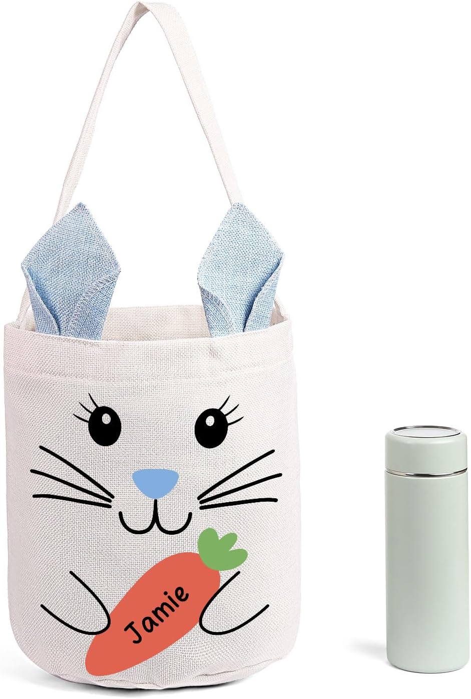 Custom Name Easter Basket: Personalized Easter Baskets for Girls Boys - Photo Name Bunny Bag Kids Party Bag - Image 7