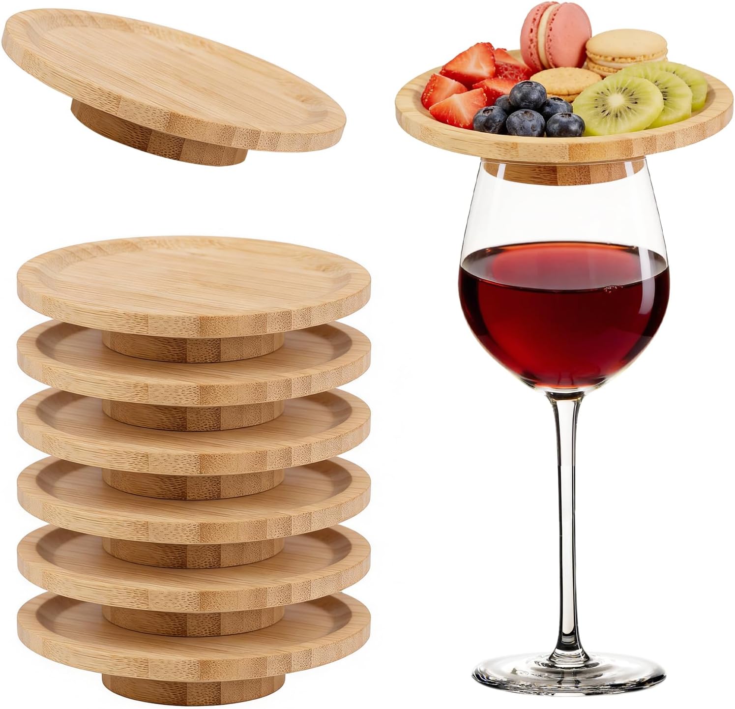 30 Pcs 4 Inch Bamboo Wine Glass Charcuterie Topper, Round Mini Charcuterie Boards & Appetizer Plates for Family Gatherings, Party, Bars, Restaurants, Housewarming Gift