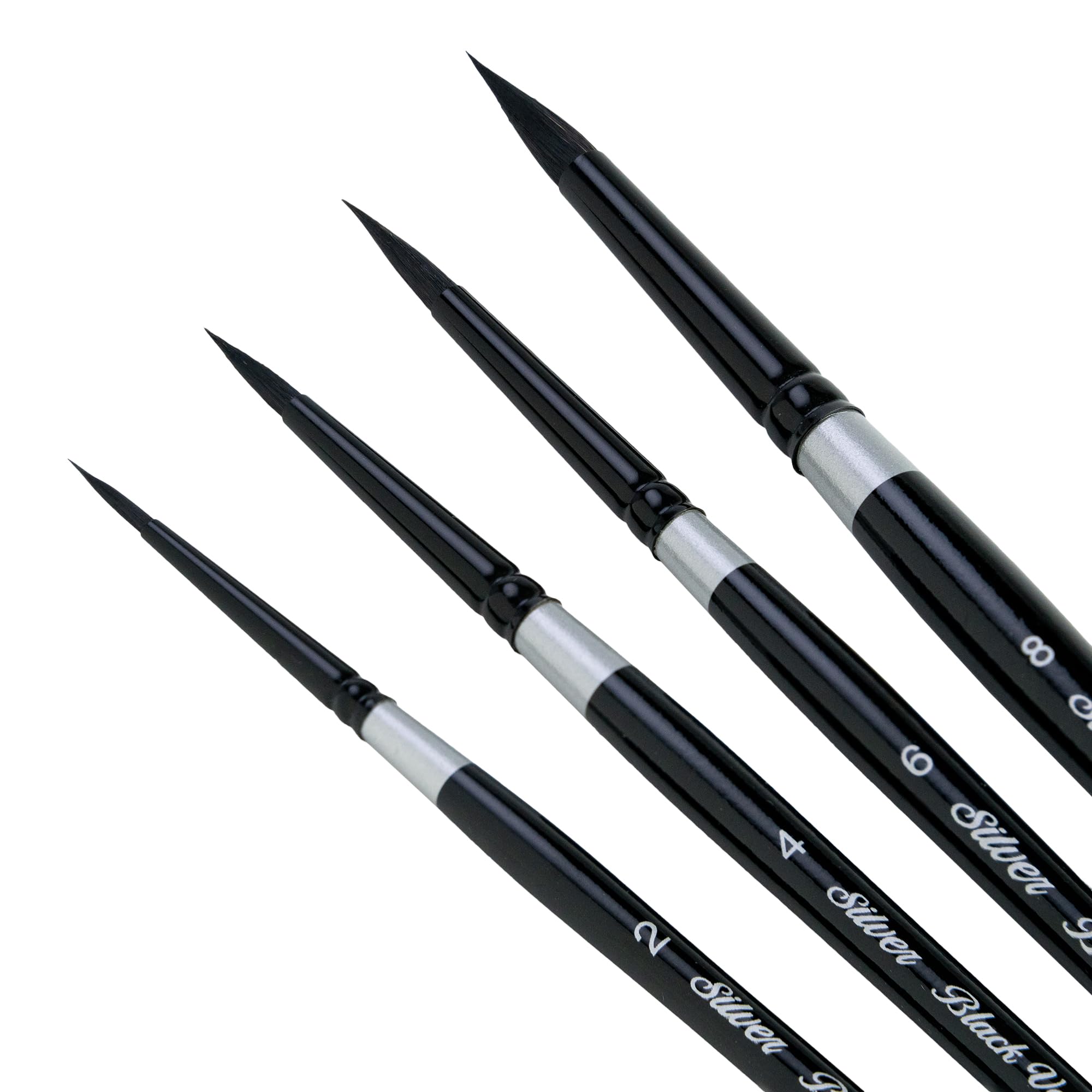 Silver Brush Limited Black Velvet Medium Rounds Watercolor Brush Set, 4pc | Sizes 2, 4, 6…