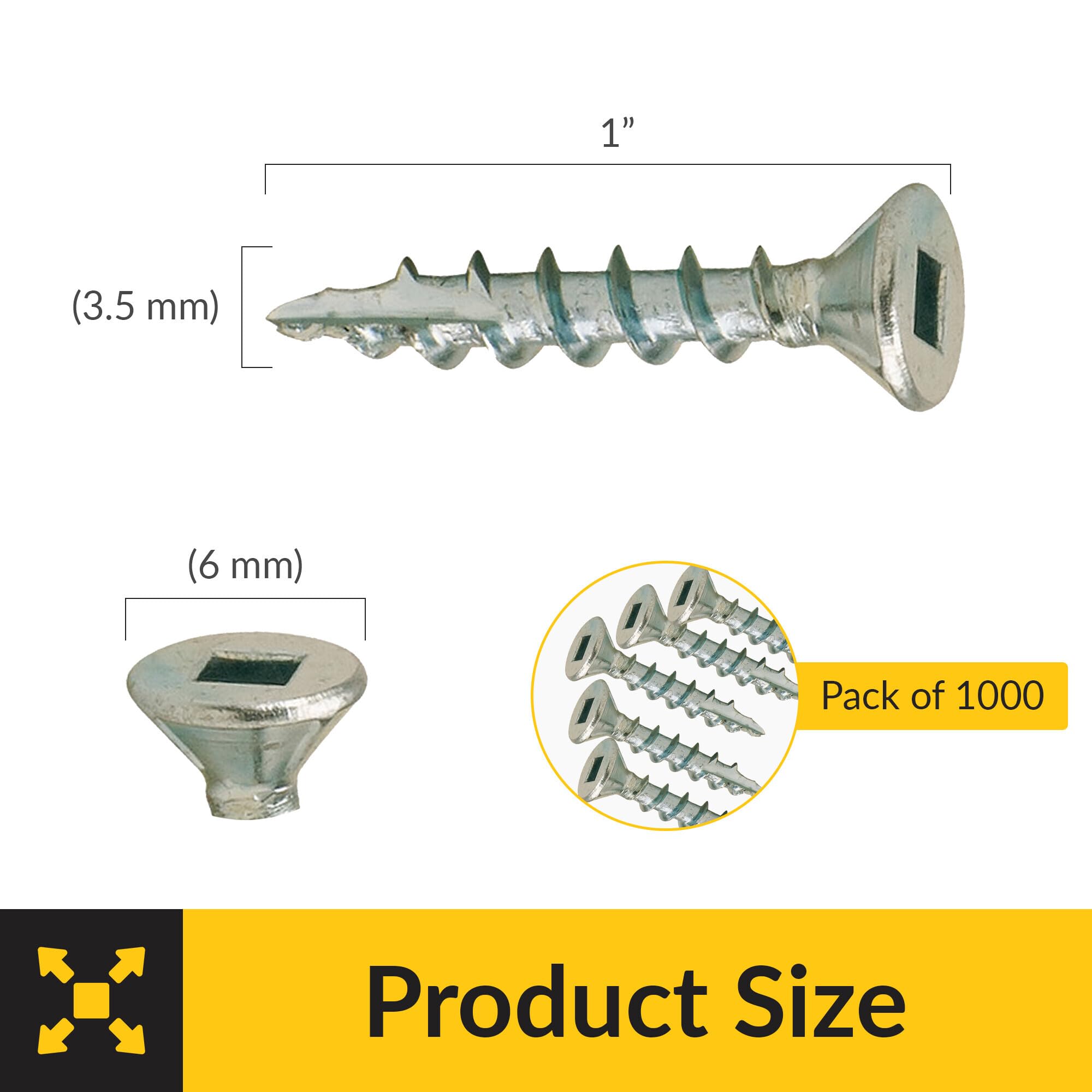 Brixwell SRW214189201 Zip R Screw, Flat Countersunk Head with Square Drive Pack of 1000