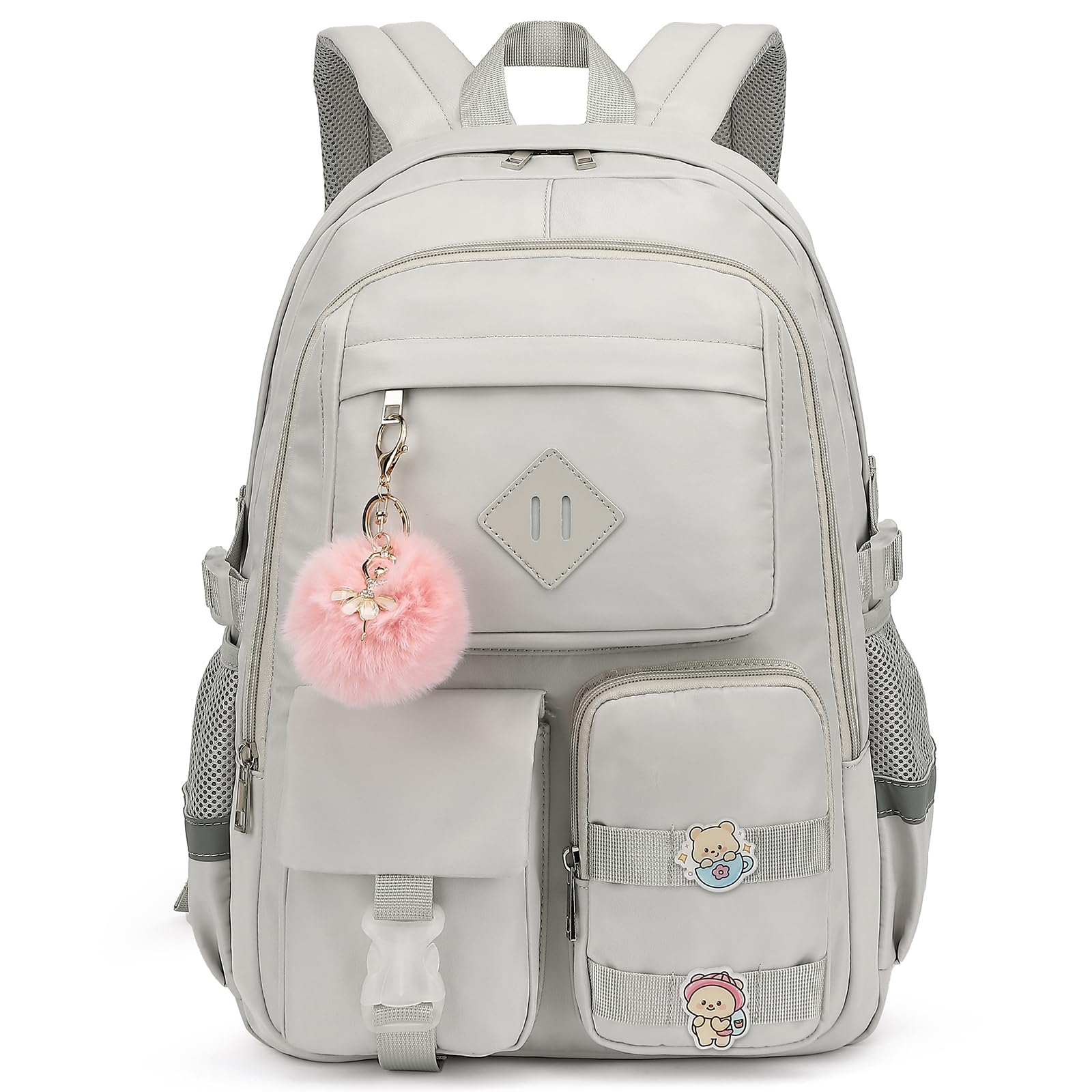 Xunteny College School Backpack for Girls, Women Travel Laptop Backpacks Teens Middle High School Bookbag (Grey)