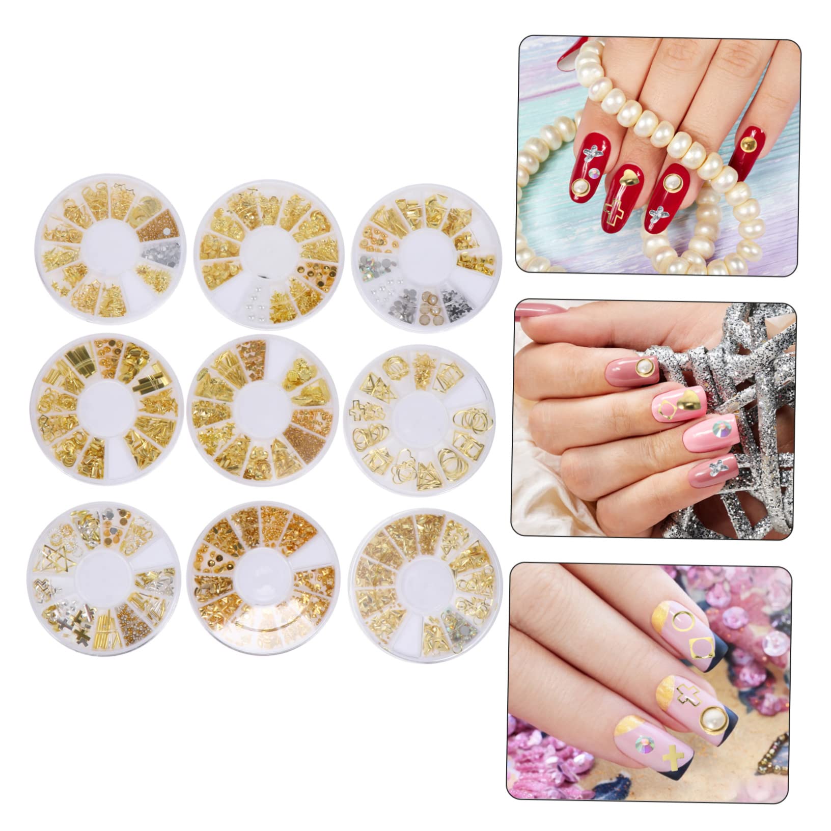 Healeved Decoración De Uñas Brillantes Kit De Accesorios De Manicura Estilos De Rivet Nail Art Para Acabado Elegante y Atractivo