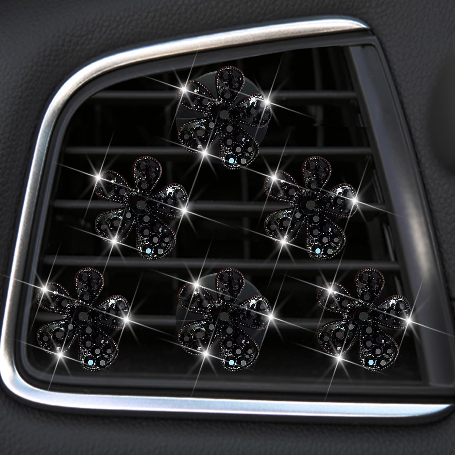 Pure Enrichment Fresh Car Vent Clip, 6-Pack Black Daisy Air Fresheners, Cute Flower Car Decor for Women