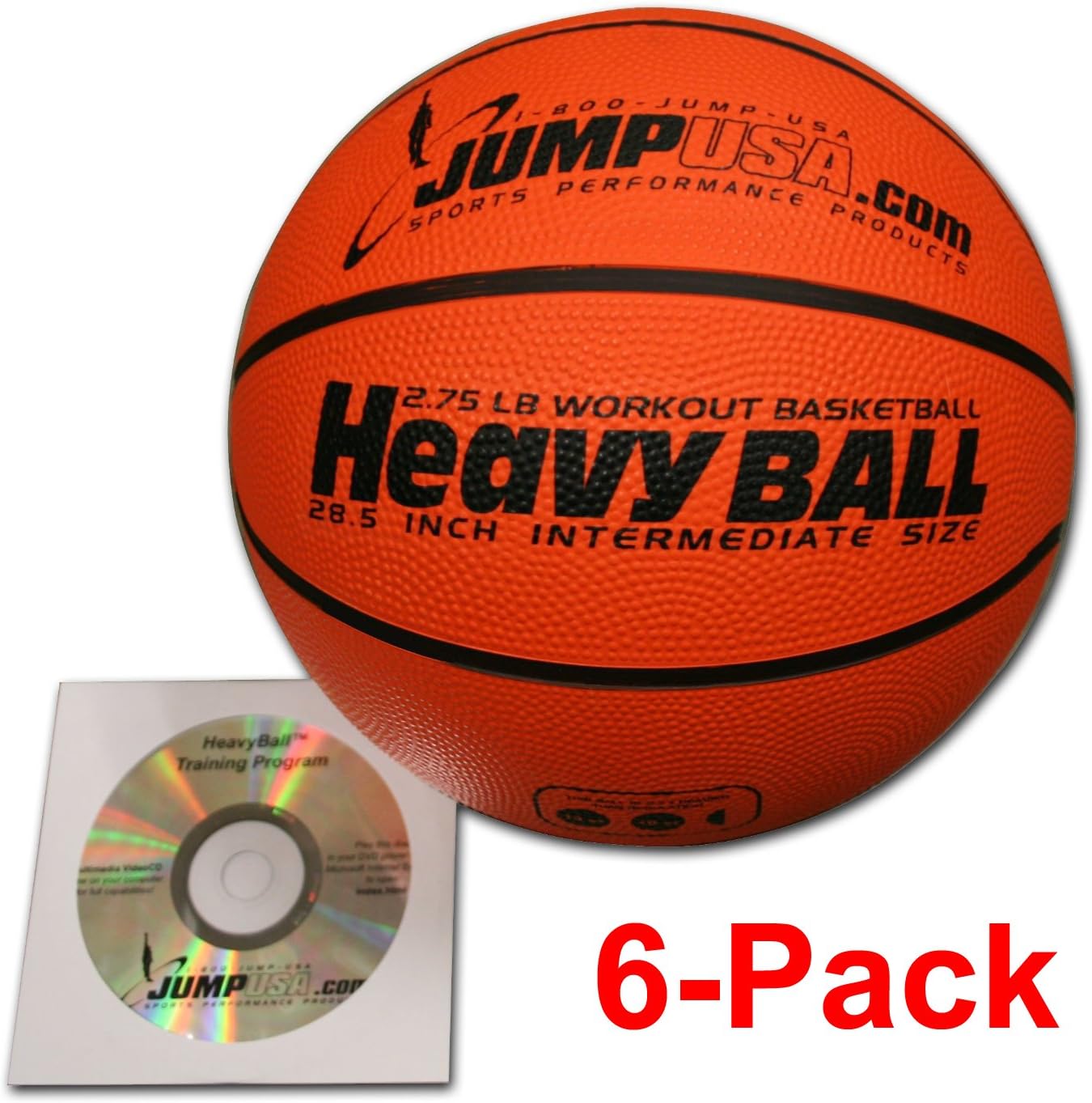 6-Pack Heavy Ball 3lb Weighted Trainer Basketball Hi-Carbon Rubber with Skills Video