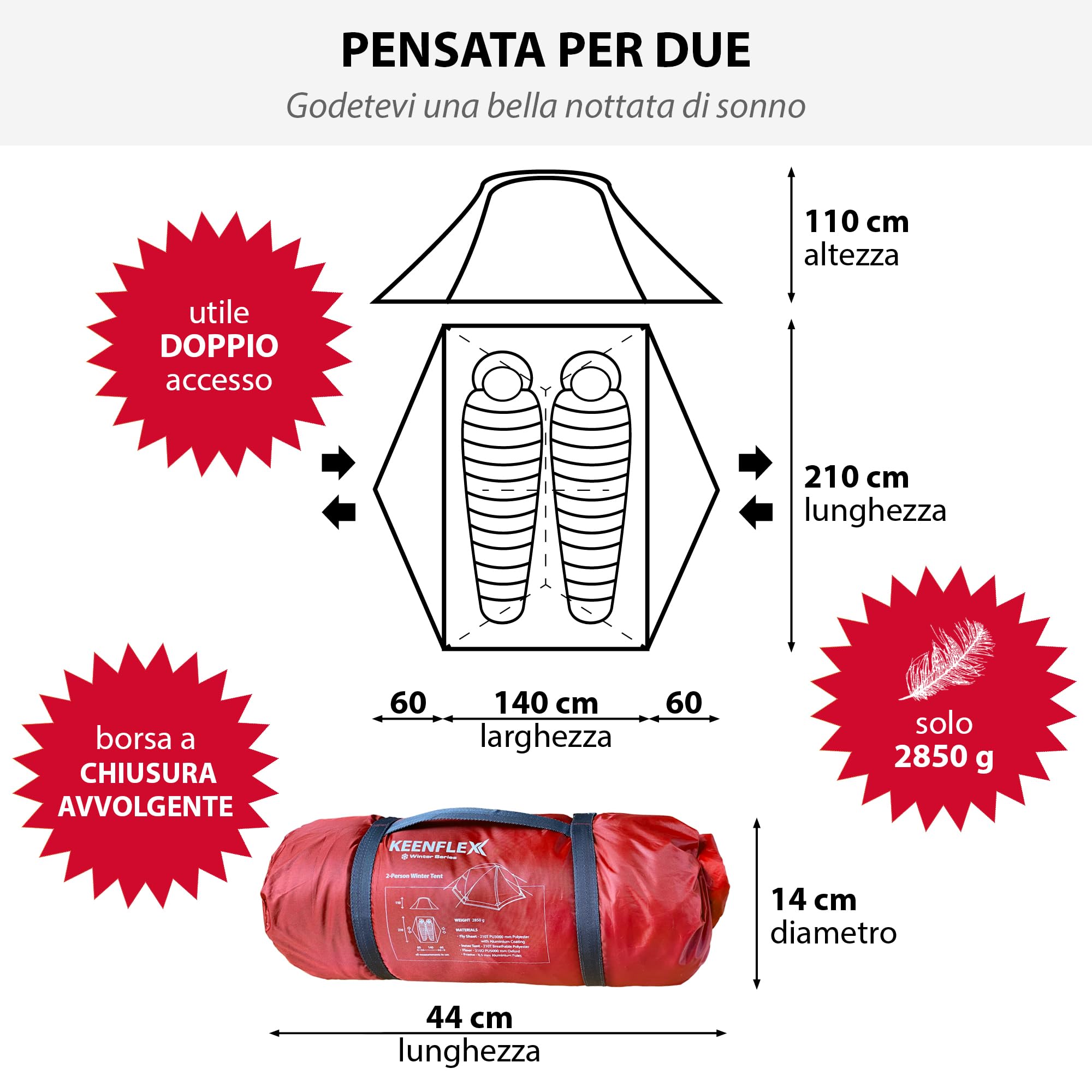Tenda da Campeggio per 1-2 Persone
