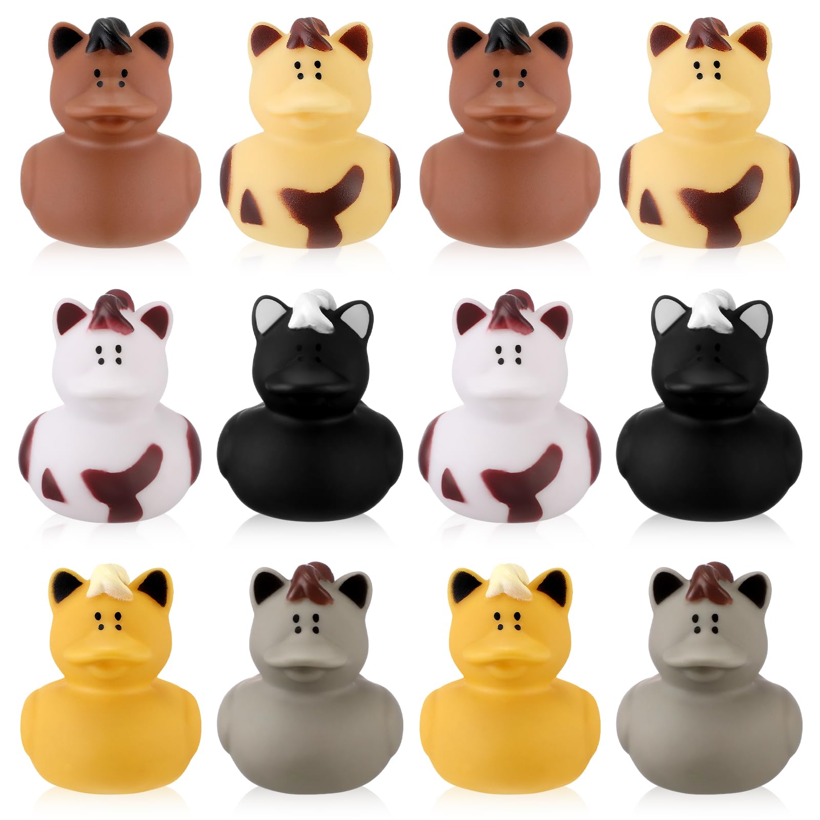 Hungdao 12 Pcs Horse Rubber Duck 2.36 Inch Bucking Bronco Ducks Pool Float Bath Decor Gift for Horse Racing Festival Boys and Girls Classroom Prizes Baby Shower Party Favors