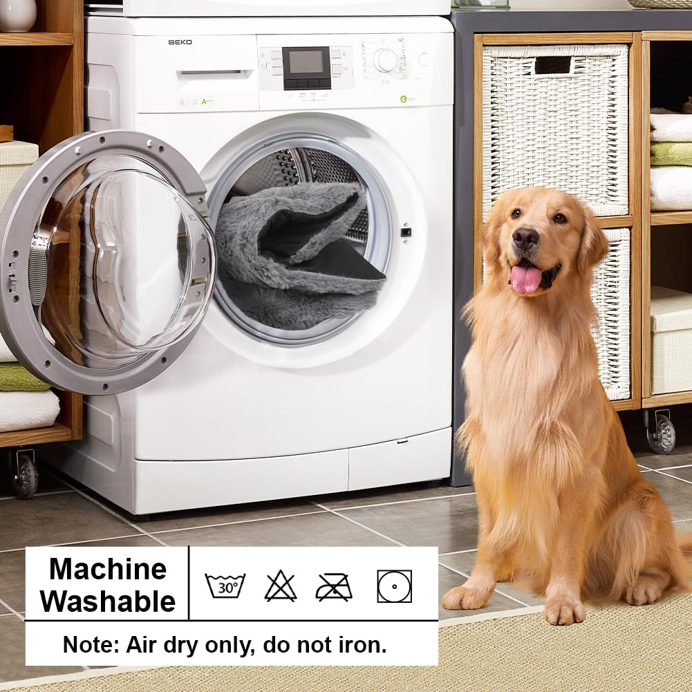 Wdmiya Selbstheizende Haustierdecke 90x60cm, Decke für Katzen & Hunde, Katzendecken Hundedecken Geräuschlos, Washbar Flauschig Selbstwärmende Thermodecke ohne Strom Kabel, Auto Haustier Decke(Grau, L)