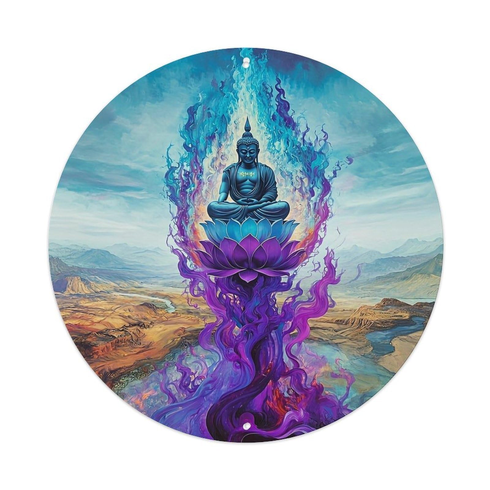 Meditating Buddha On Lotus Tin Sign Metal Poster Vintage Metal Signs for Home Man Cave Bar Cafe Kitchen laundry room Wall Decorations 8x8 inches