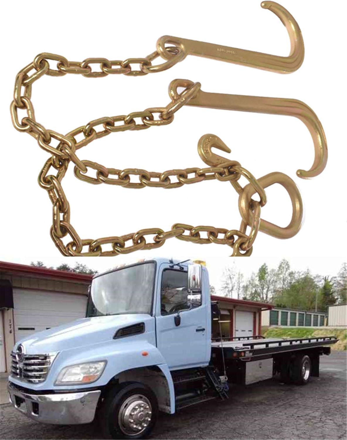 munirater 5/16 in x 2 ft Grade 70 Tow Chain 15 J Hook and T Hook Mini J Hook Recovery Wrecker Axle Tow Truck Chain