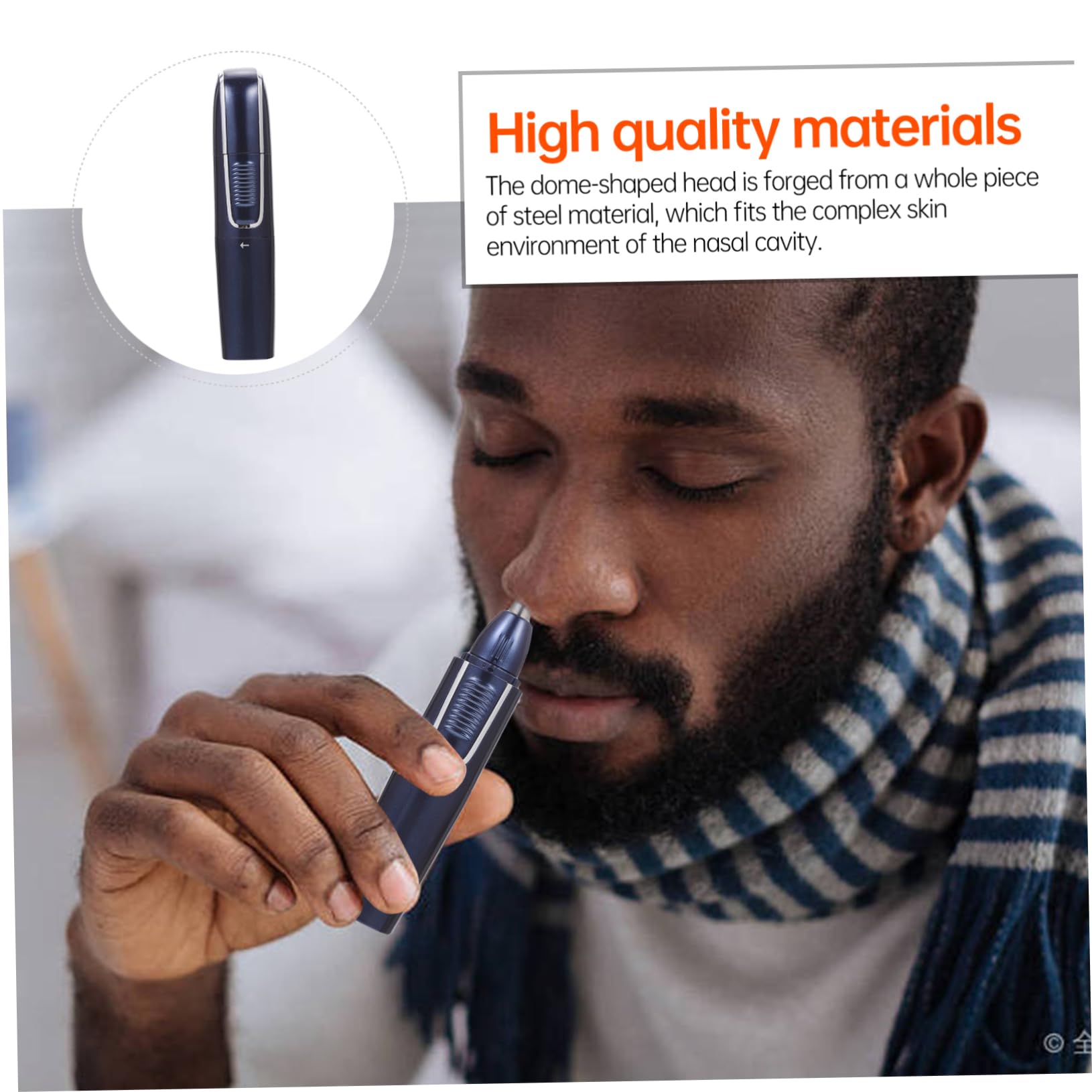 Recortadora de Vello Nasal USB Recargable para Hombres, Azul