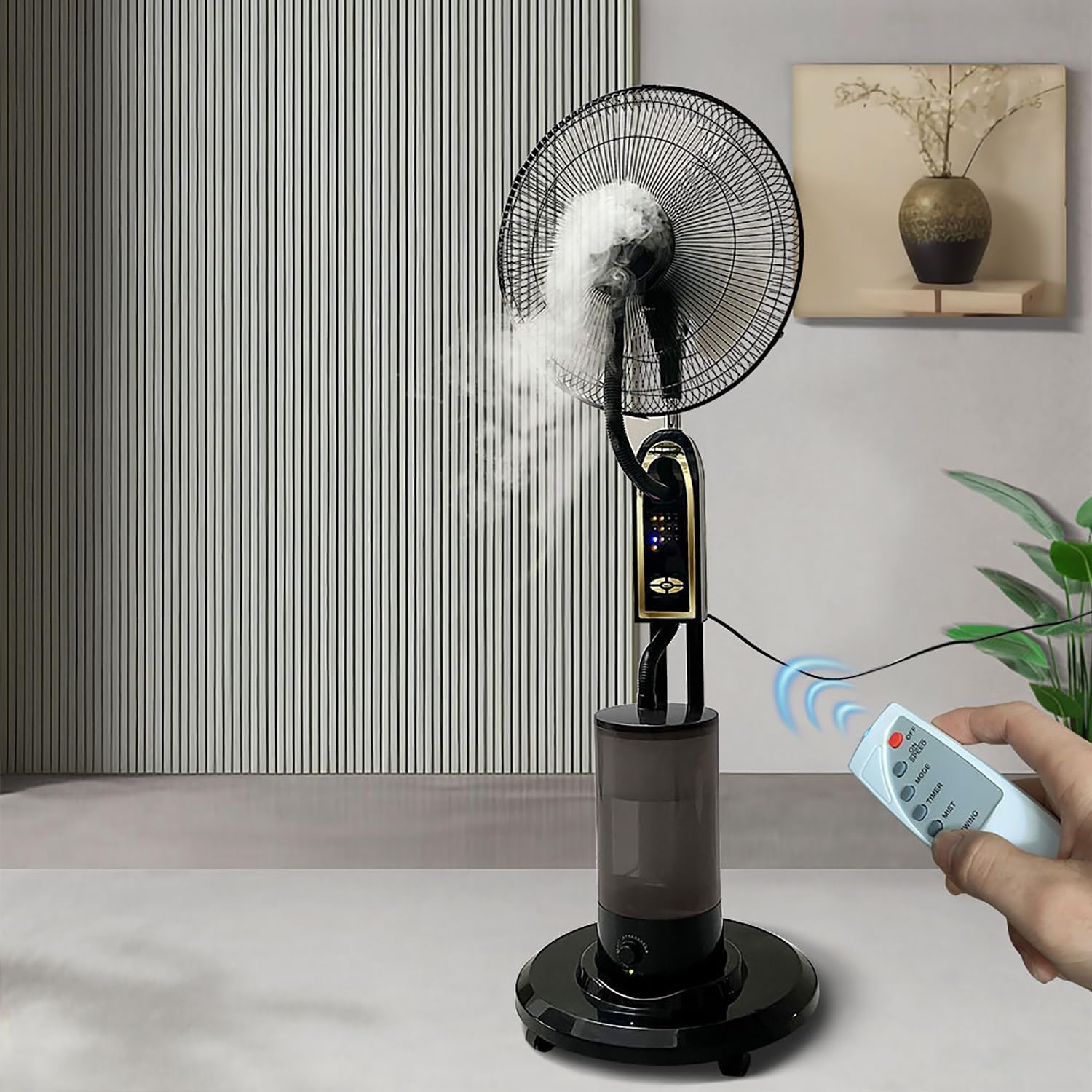 Portable Misting Fan, Oscillating Pedestal Fan with Mist, Outdoor Fans, Floor Fan for Home, Office, Patios with Timer & Remote Control, 4L Large-Capacity Water Tank
