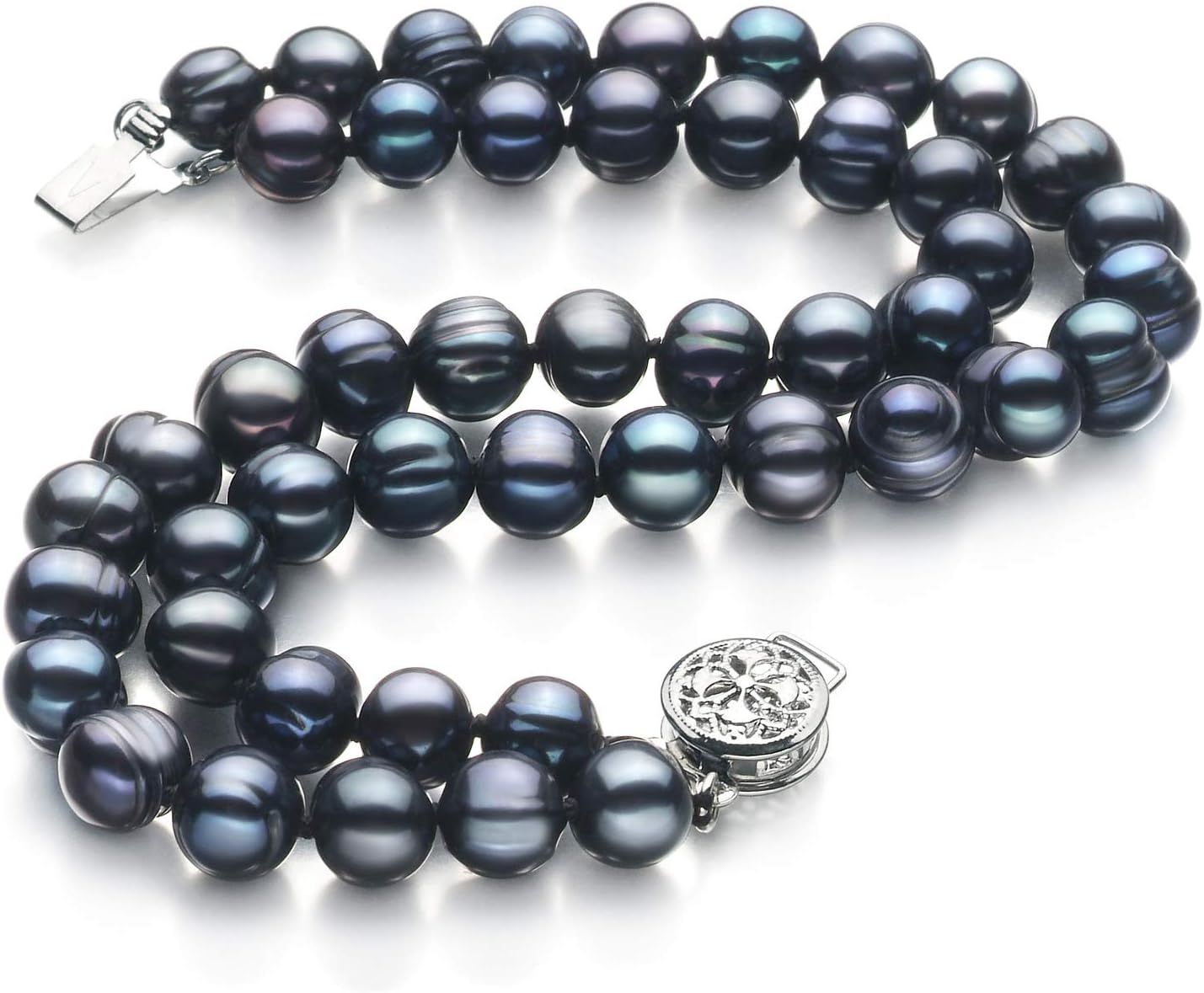 Lavinia Black 6-7mm Double Strand A Quality Freshwater 925 Sterling Silver Cultured Pearl Bracelet