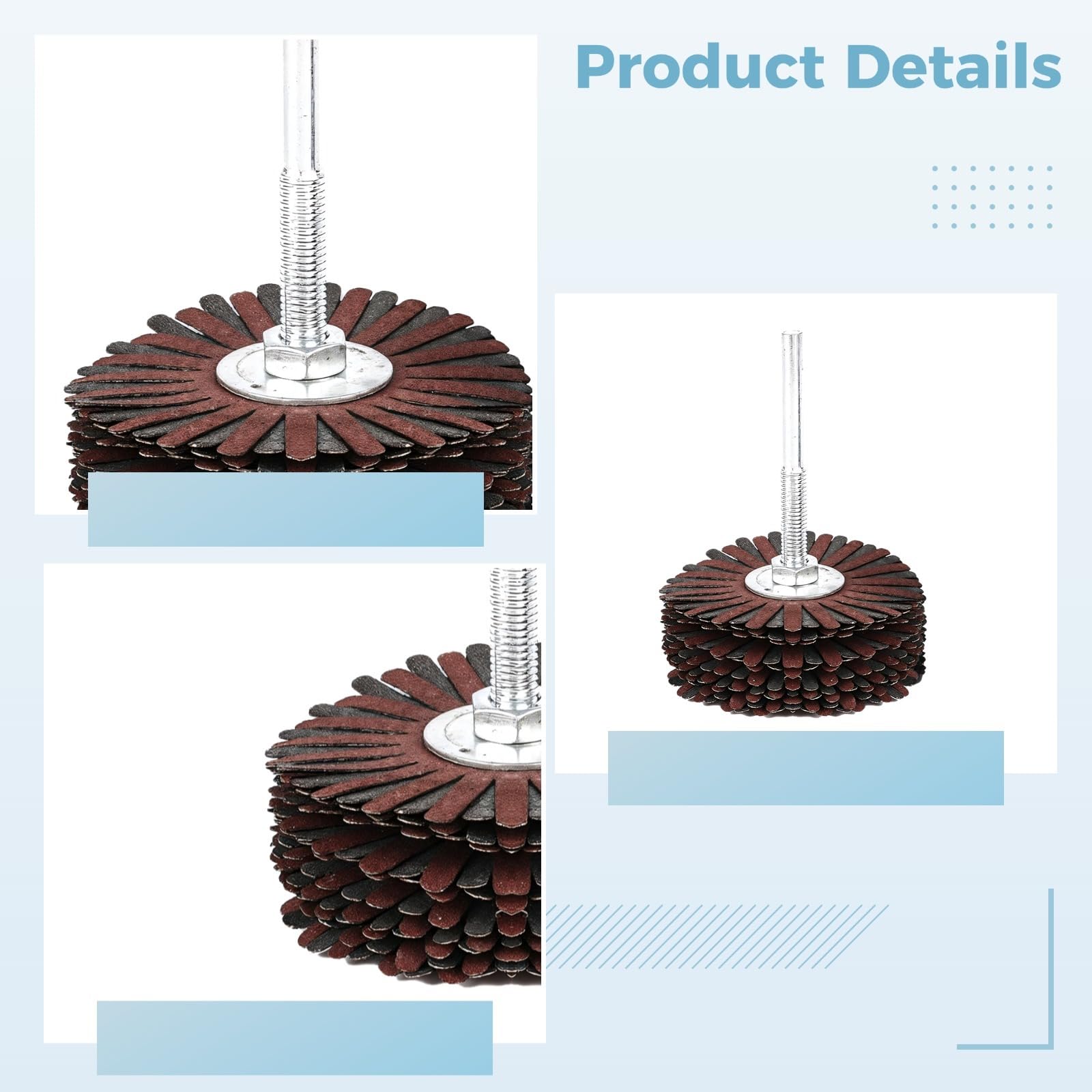 Lot de 2 roues à lamelles, grains 120 et 240, roue de ponçage pour perceuse, tige de 1/4 pouce, polissage et ébavurage efficaces pour meubles et sculpture sur racine