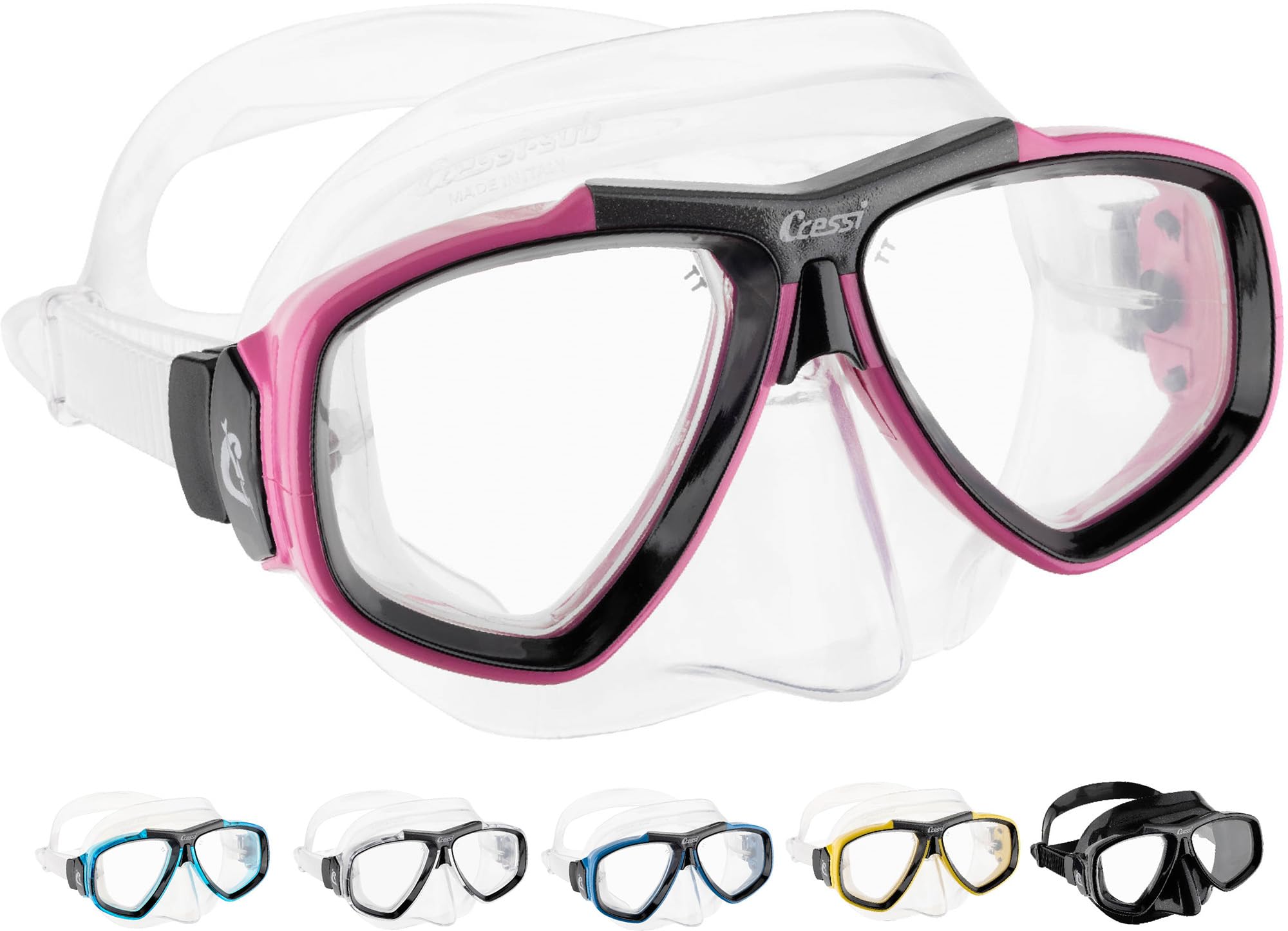 CRESSI Focus Mask - Máscara de Buceo de Talla Única Unisex, Compatible con un Posible Lentes Graduadas -1.00 > -8.00 y 0.5 "Opcional y se Compra por Separado