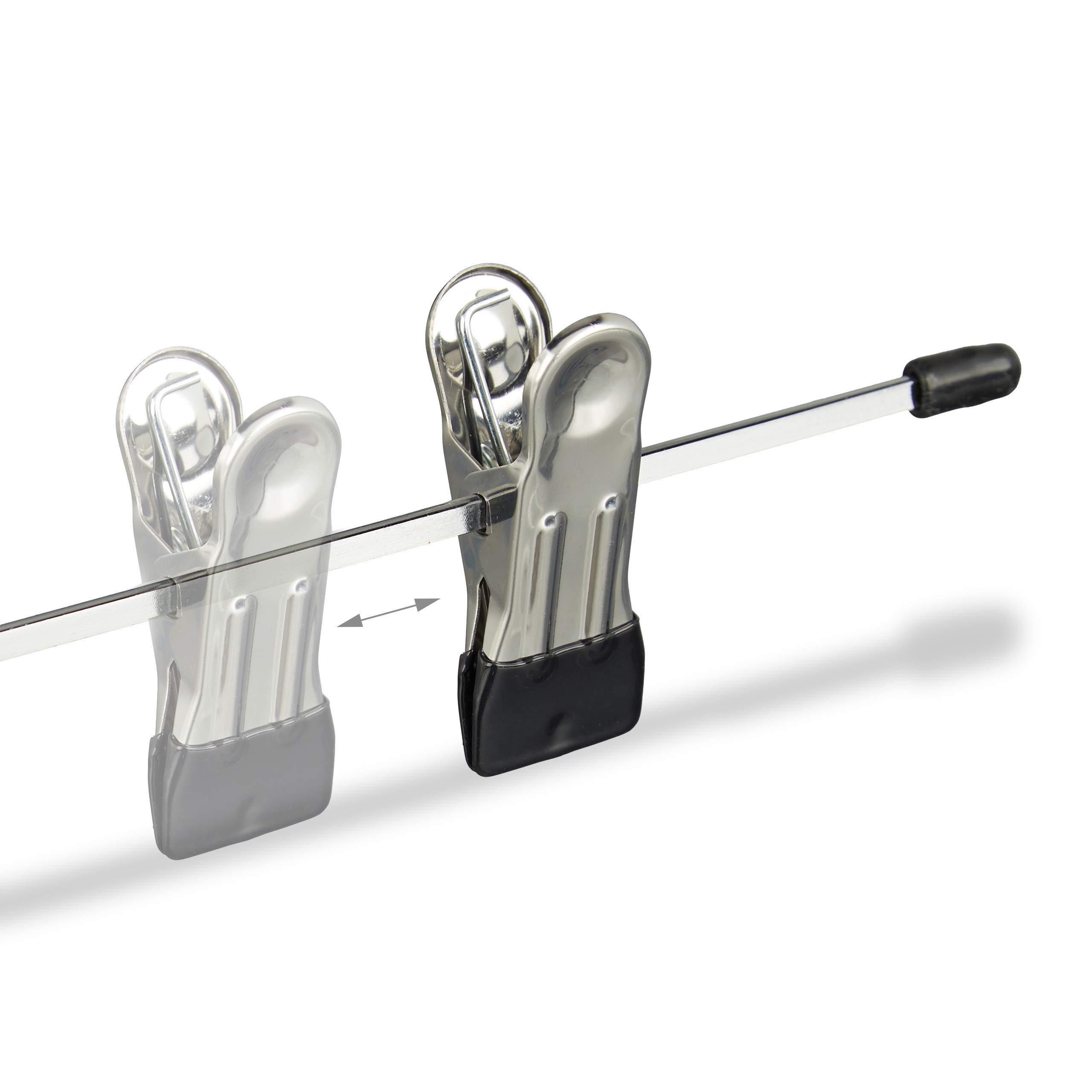 Relaxdays Appendini per pantaloni, gonne, metallo set da 10 grucce con clip regolabili HxLxP: 9x35,5x2,5 cm argento/nero