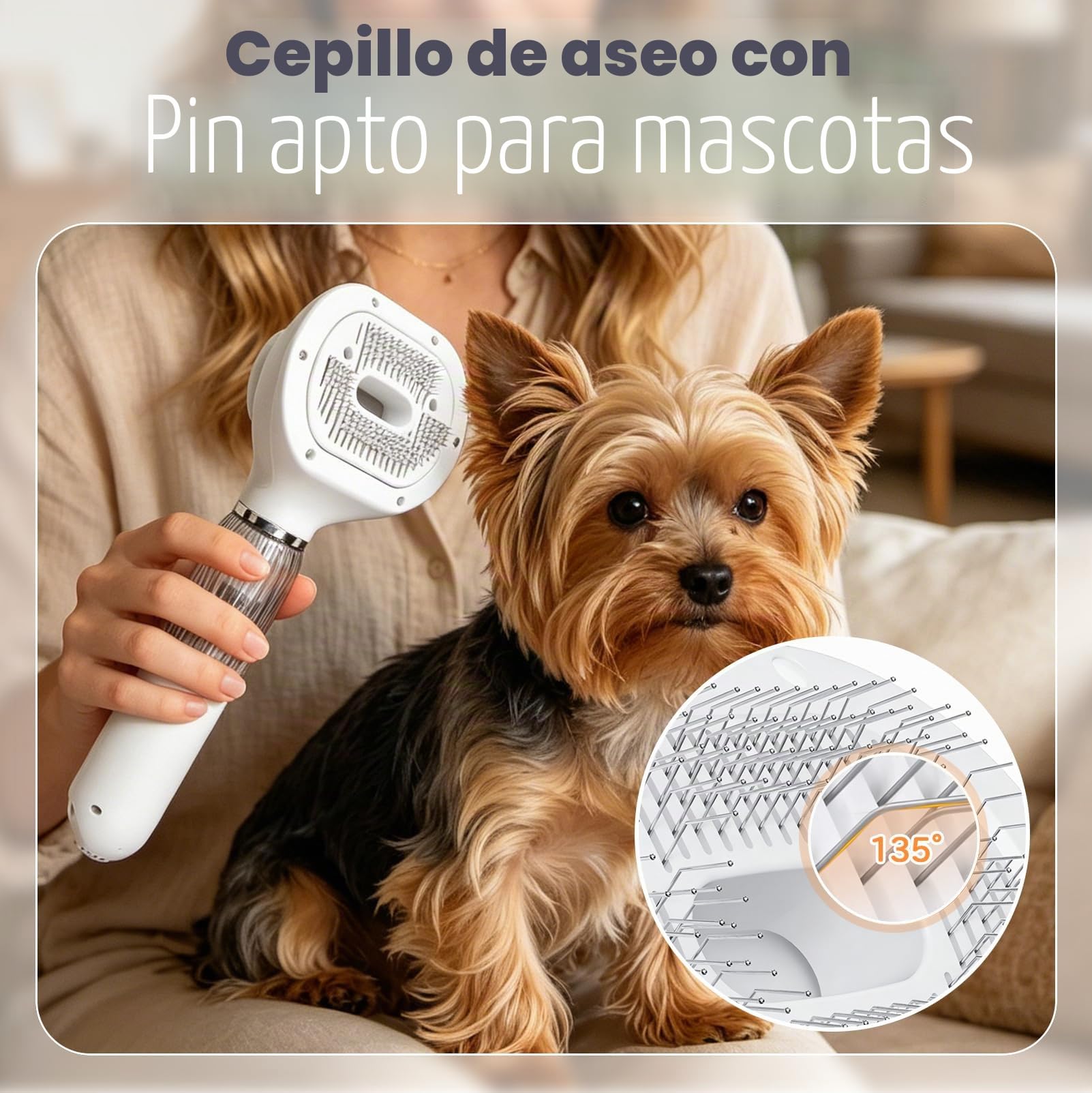 Cepillo de vacío para pelo de perro de 4 en 1, cepillo liso autolimpiante para el aseo y muda, elimina el pelo suelto, caspa, subpelo y enredos, herramienta de aseo para la muda de los perros