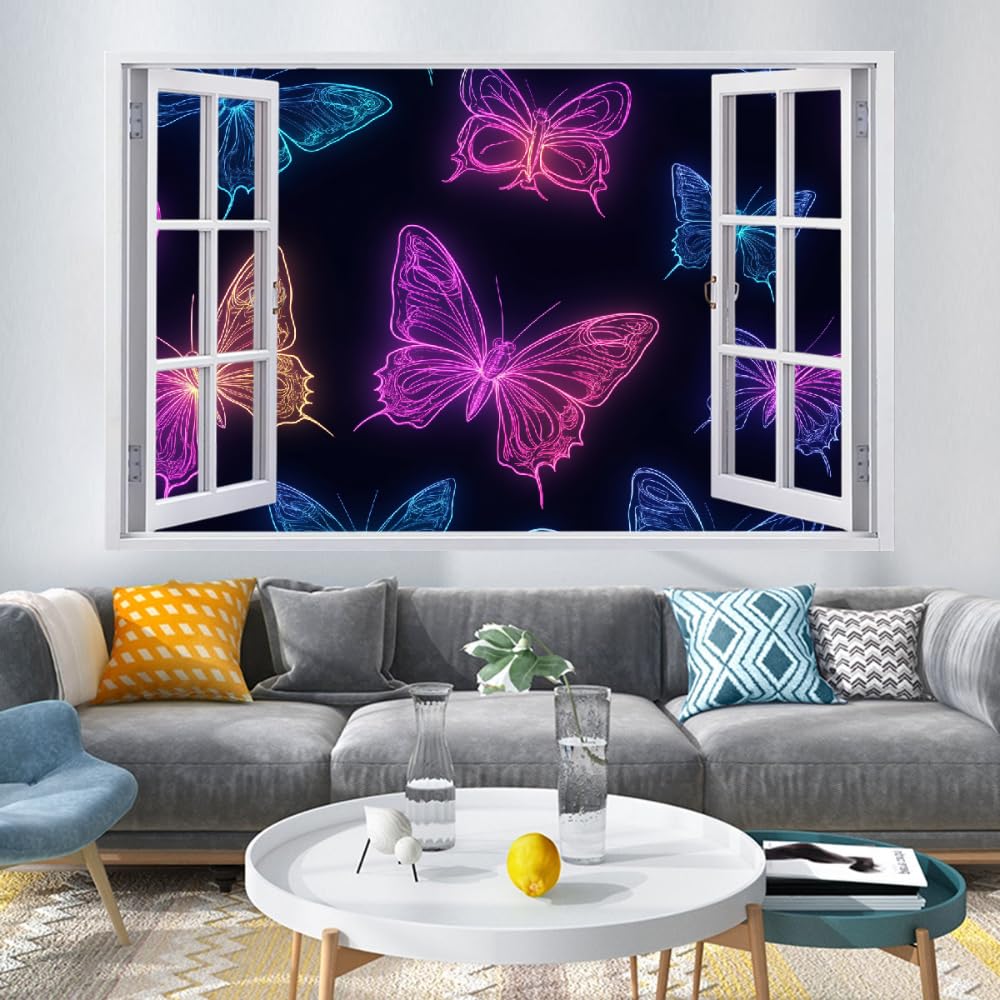 3D Wandaufkleber, Schmetterling Durchbruch Wandtattoos Deko Wand Selbstklebend Hübsch, Wand Aufkleber Wanddurchbruch Wandsticker für Zuhause, Badezimmer, Schlafzimmer, Wohnzimmer