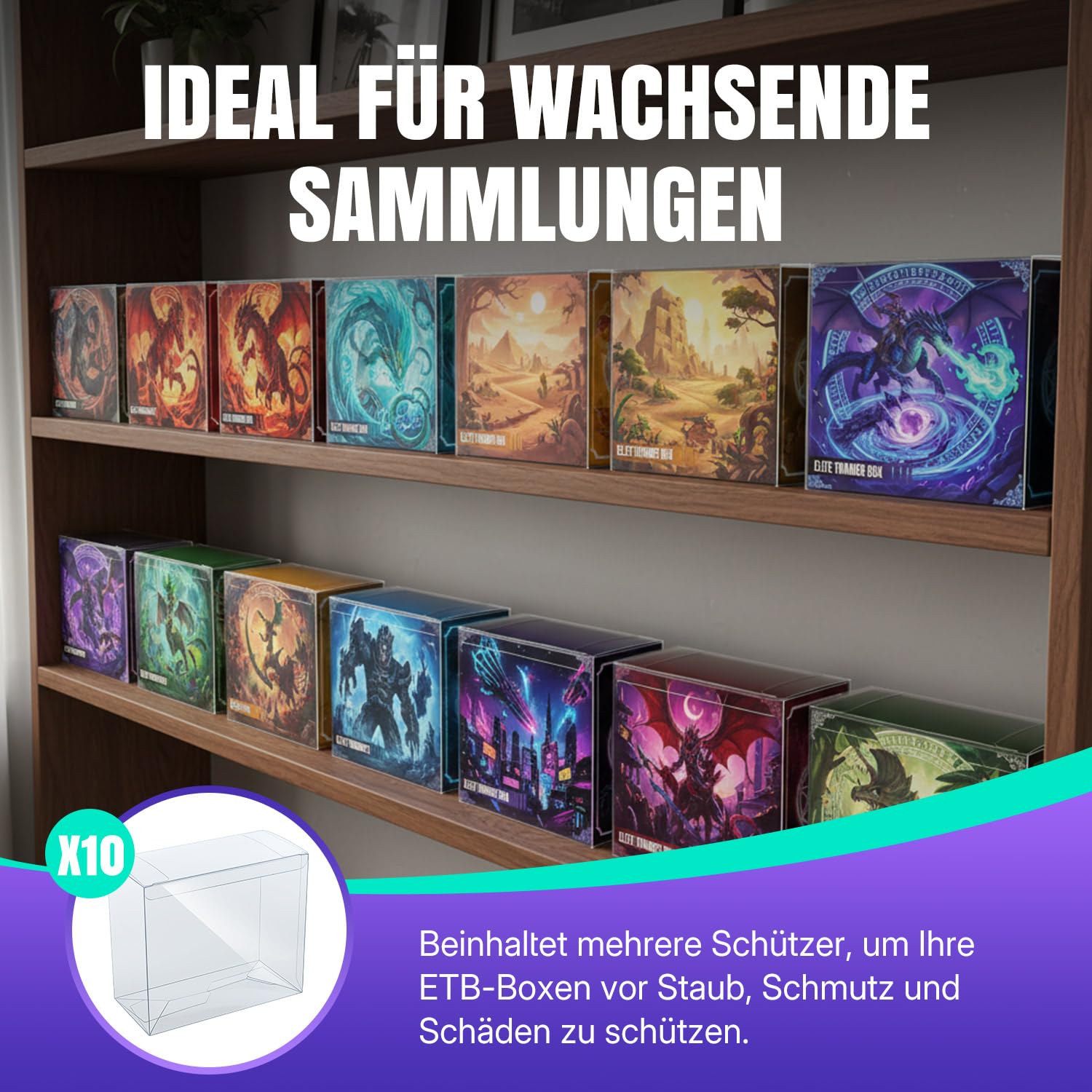 Wigearss 10 Stück PET Case, Schutzhülle, Schutzbox für Pokemon Elite Trainer Box