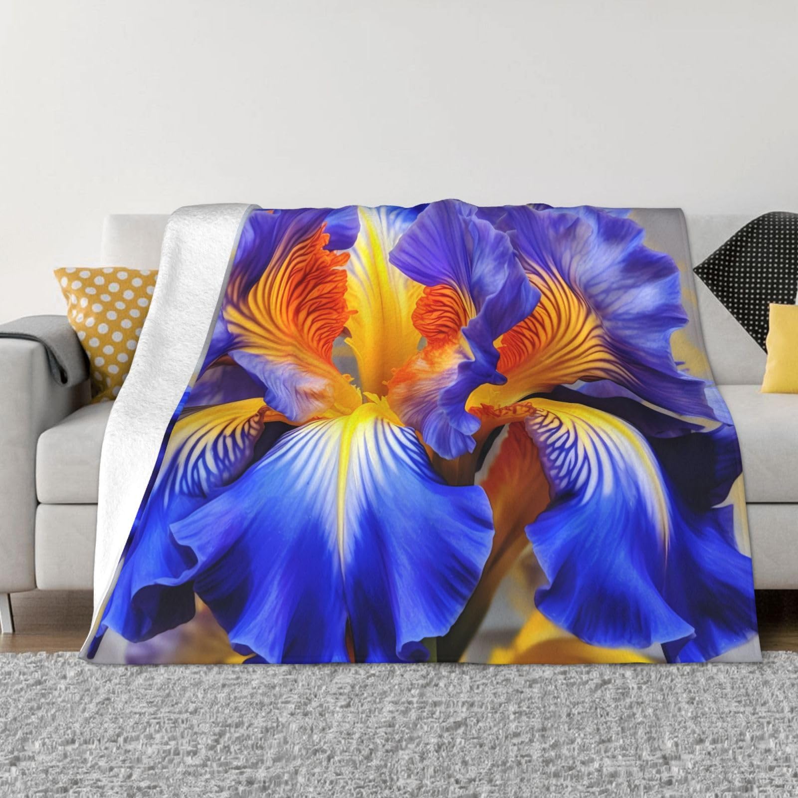 Couverture polaire douce à motif floral pour vos moments de détente au salon