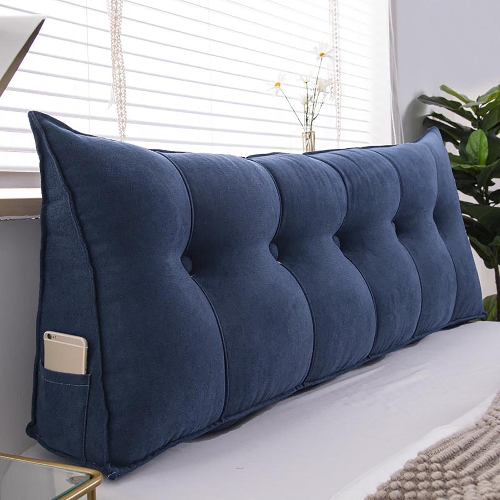 Reading Backrest Cushion Large Triangular Bed Wedge Pillow for Lumbar Support - Comfortable Headboard Pillow with Washable Cover