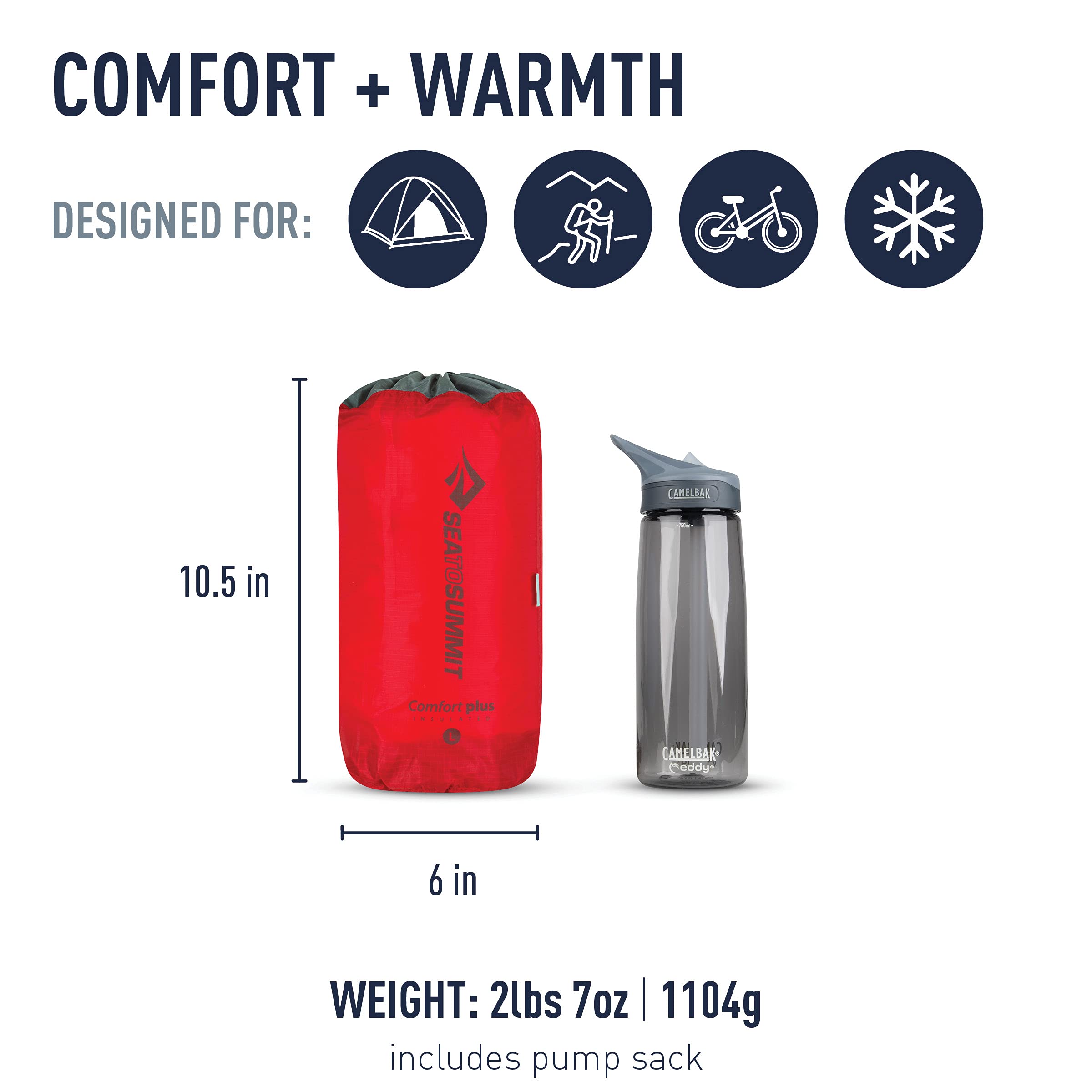 Sea to Summit Comfort Plus Insulated Camping Air Mattress, Large (79 x 25 x 2.5 inches)