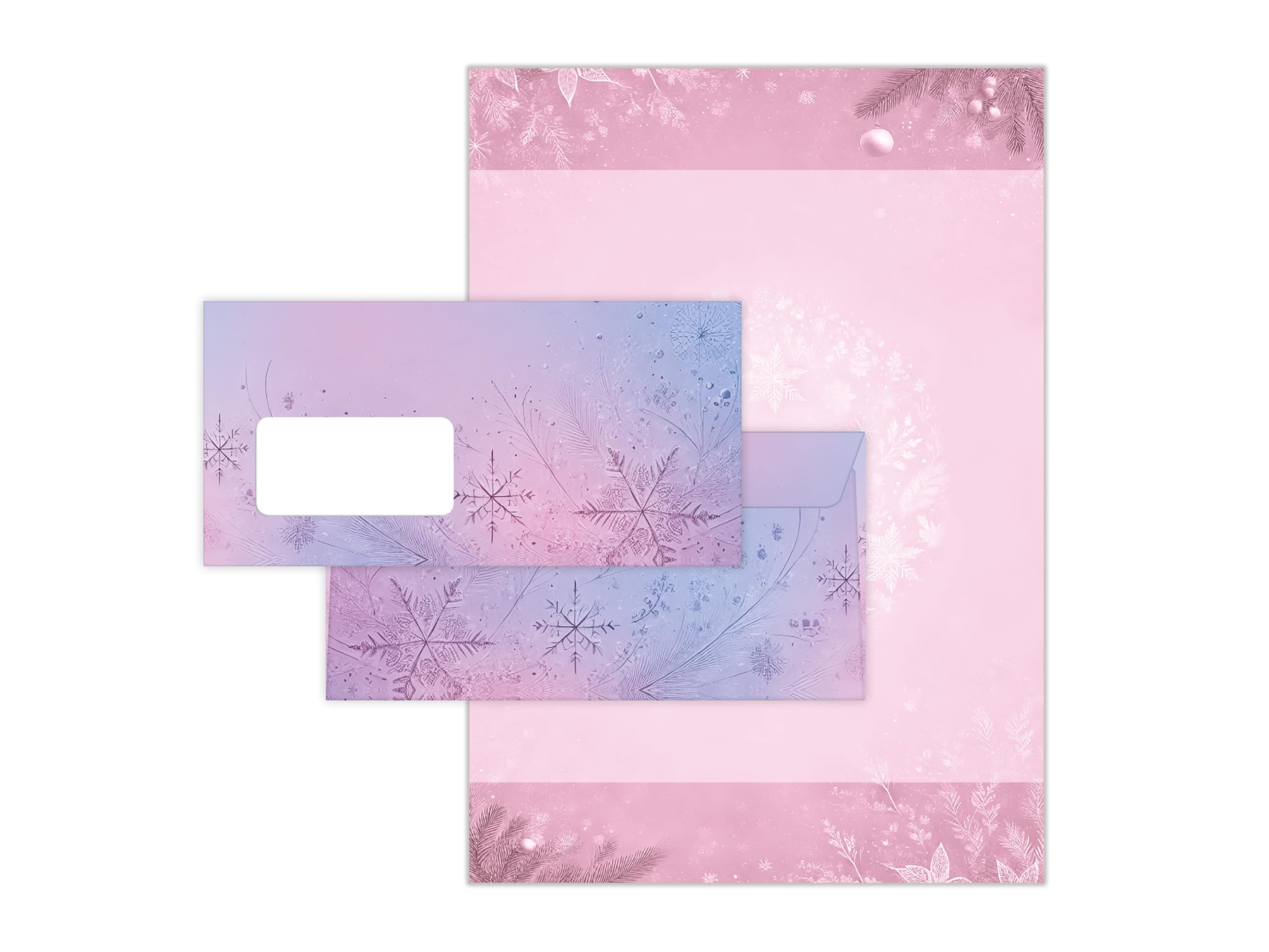 Briefpapier Weihnachten Weihnachtsbriefpapier mit Umschlag Umschlägen mit Fenster Weihnachtspapier A4 für Kunden (250 Blätter + 250 Umschläge)