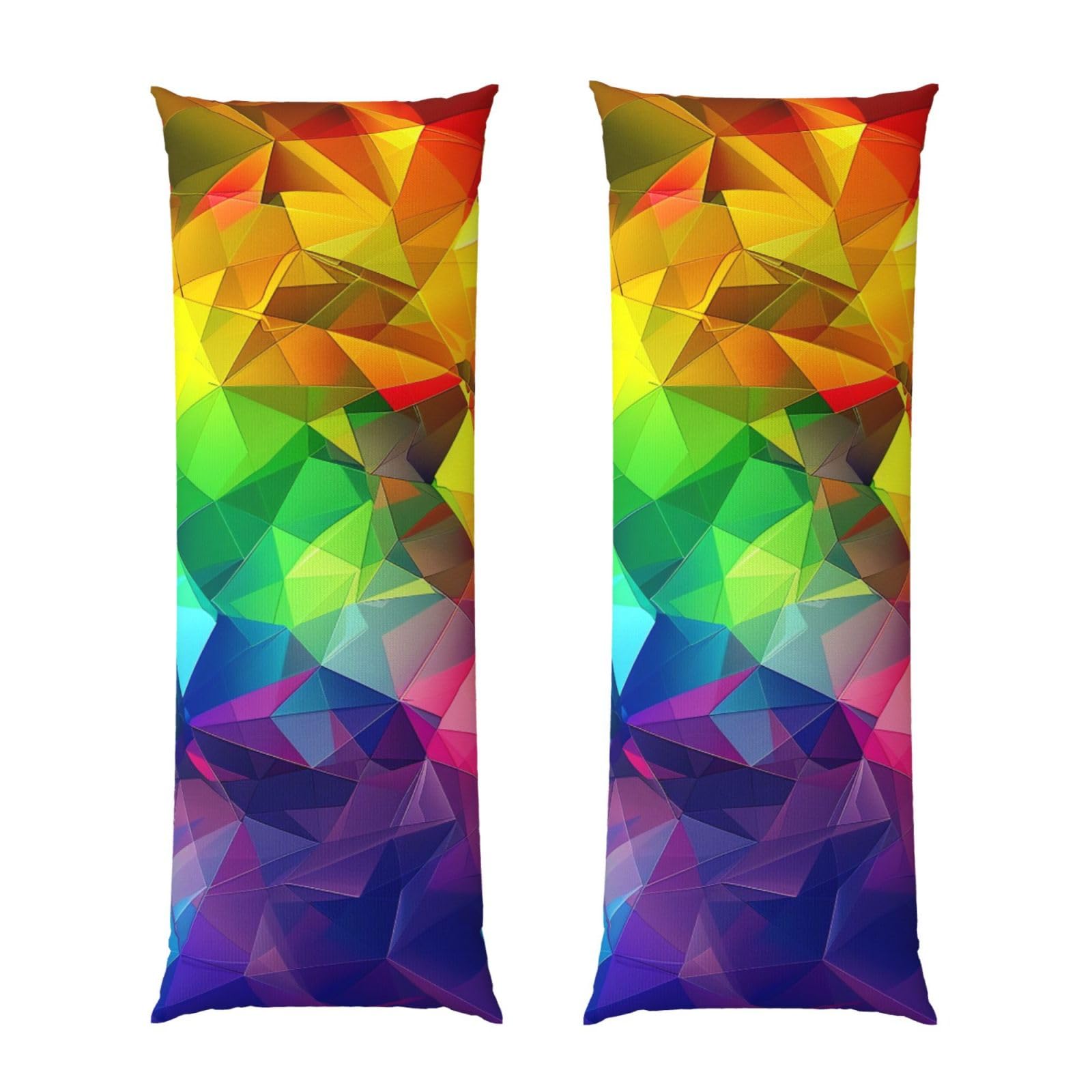 Body Pillow Cover 20x54 Inch, Rainbow Geometric Print Long Lumbar Pillow Case with Zipper Long Body Pillowcase Decorative for Bed Sofa Bedroom
