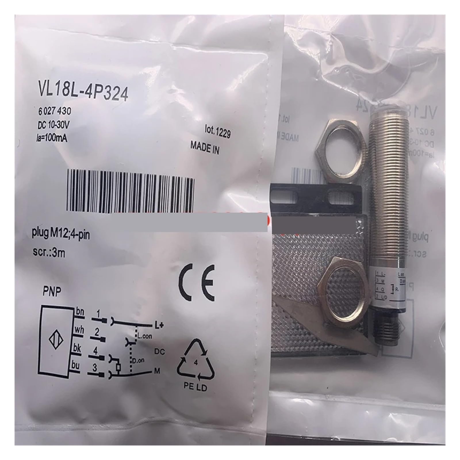 Capteur de proximité VL18L-4N324 résout les erreurs de tri optique M18