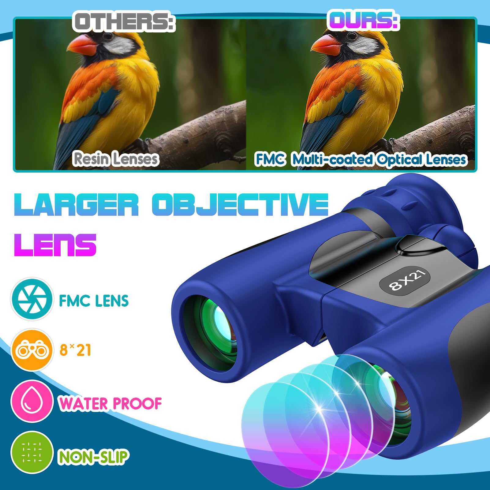 DejaNard Binocolo per Bambini 3-13 Anni, Giocattolo da Esterno, Cannocchiale, Regalo per Bambini 3-12 Anni