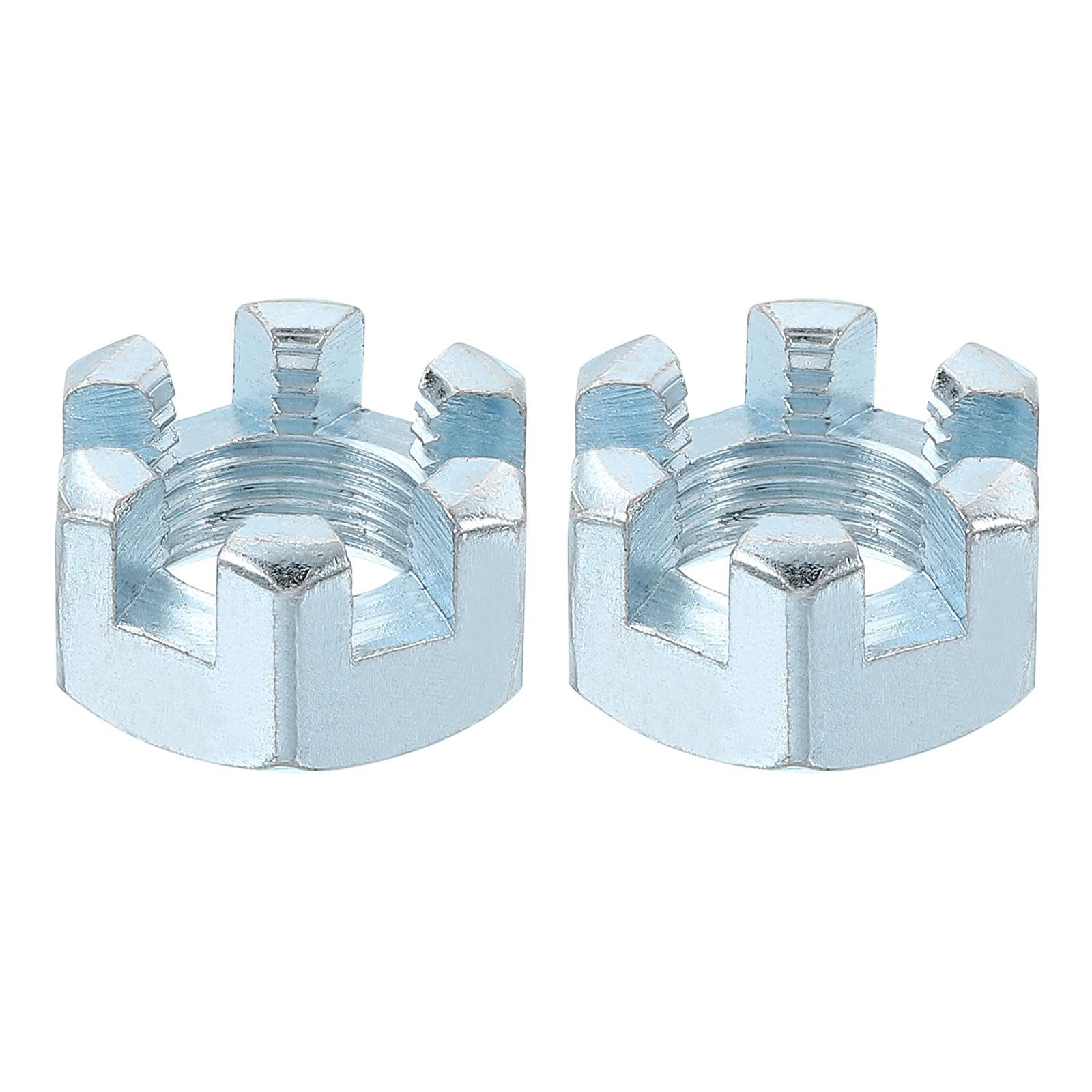 uxcell 5/8-18 UNF Hexagon Slotted Nut, Grade 6.8 Zinc-Plated Carbon Steel Hex Nuts Good for Machinery Repairing, Silver, 2Pcs