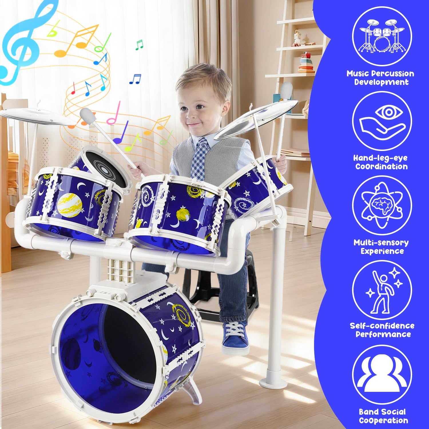Batería para niños, batería de Juguete Verdantree, batería Infantil, 5 Instrumentos Musicales de percusión, Juguetes para niños y niñas de 3, 4 y 5 años, Regalos para Edades de 3 a 5 años