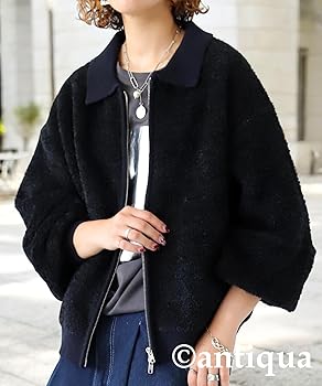 Amazon | [antiqua] [アンティカ] アルパカタッチ カーディガン