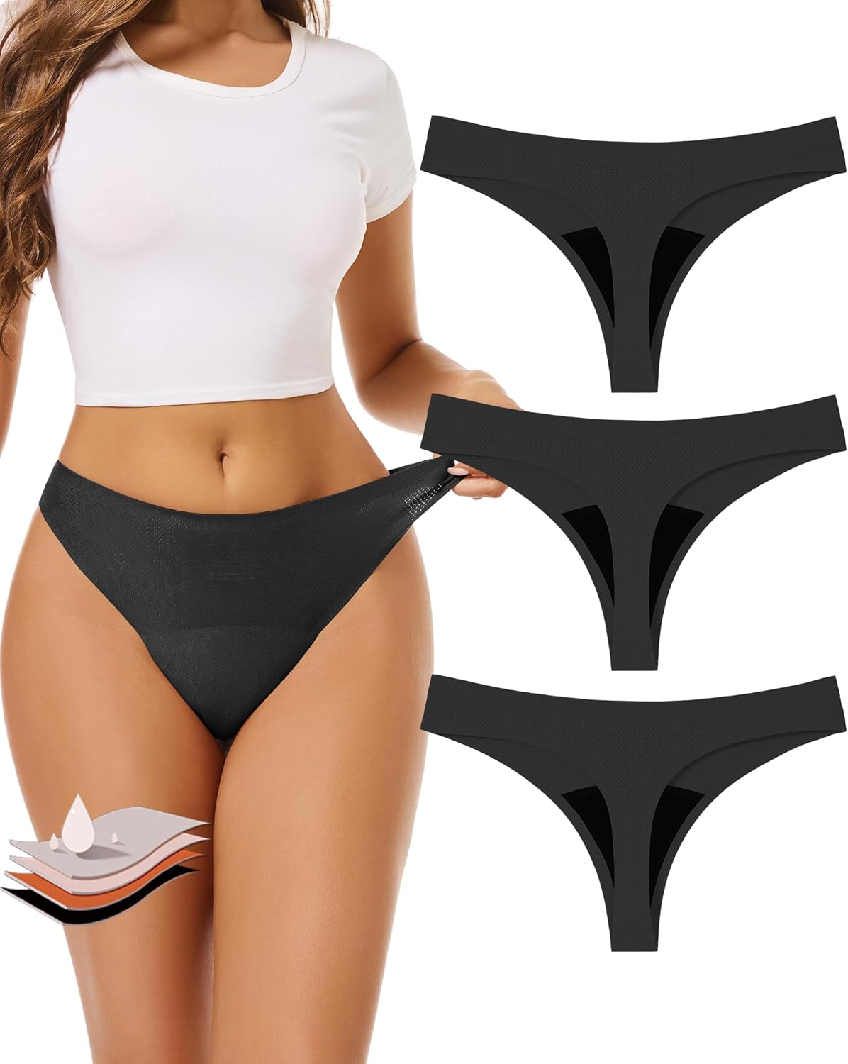 Period Underwear for Women 4 Layers Breathable Period Thong Leak Proof Panties Sexy Period Panties