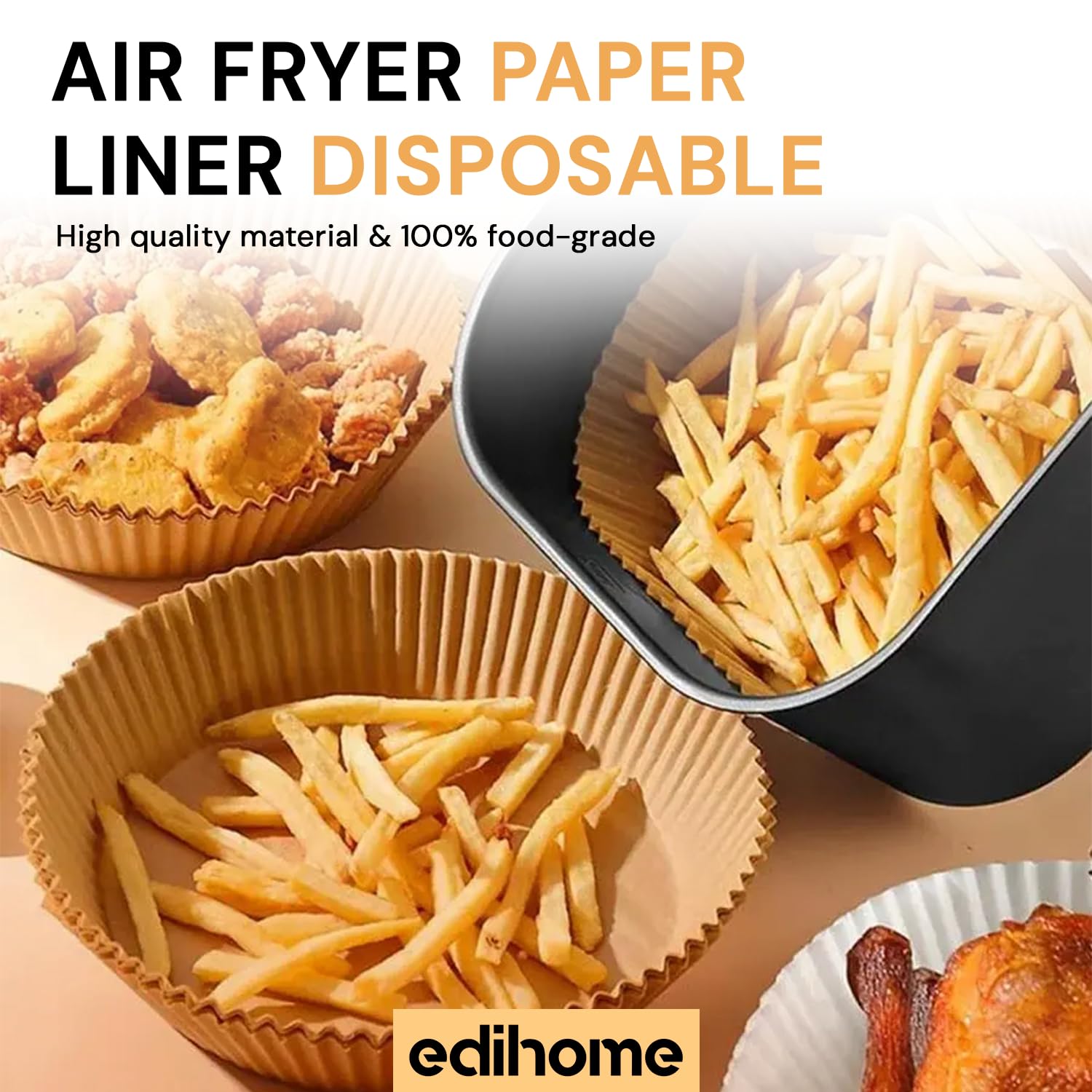 Edihome Carré Papier do Pieczenia, Brązowy, 20-24 cm / 100 szt.