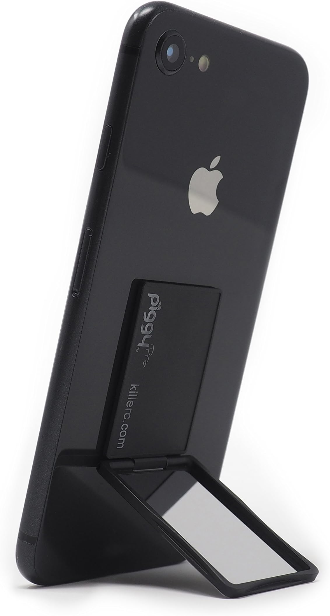 Flip Stand Adjustable Phone Stand & Grip with Compact Mirror, Compatible with Magnet Car Mount (Black)