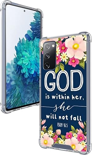 Miniatura 3 de ZHONGWEI Funda transparente adecuada para Samsung Galaxy S20 FE con versículo de la Biblia, patrón cristiano de Dios y cuatro esquinas, reforzada, a
