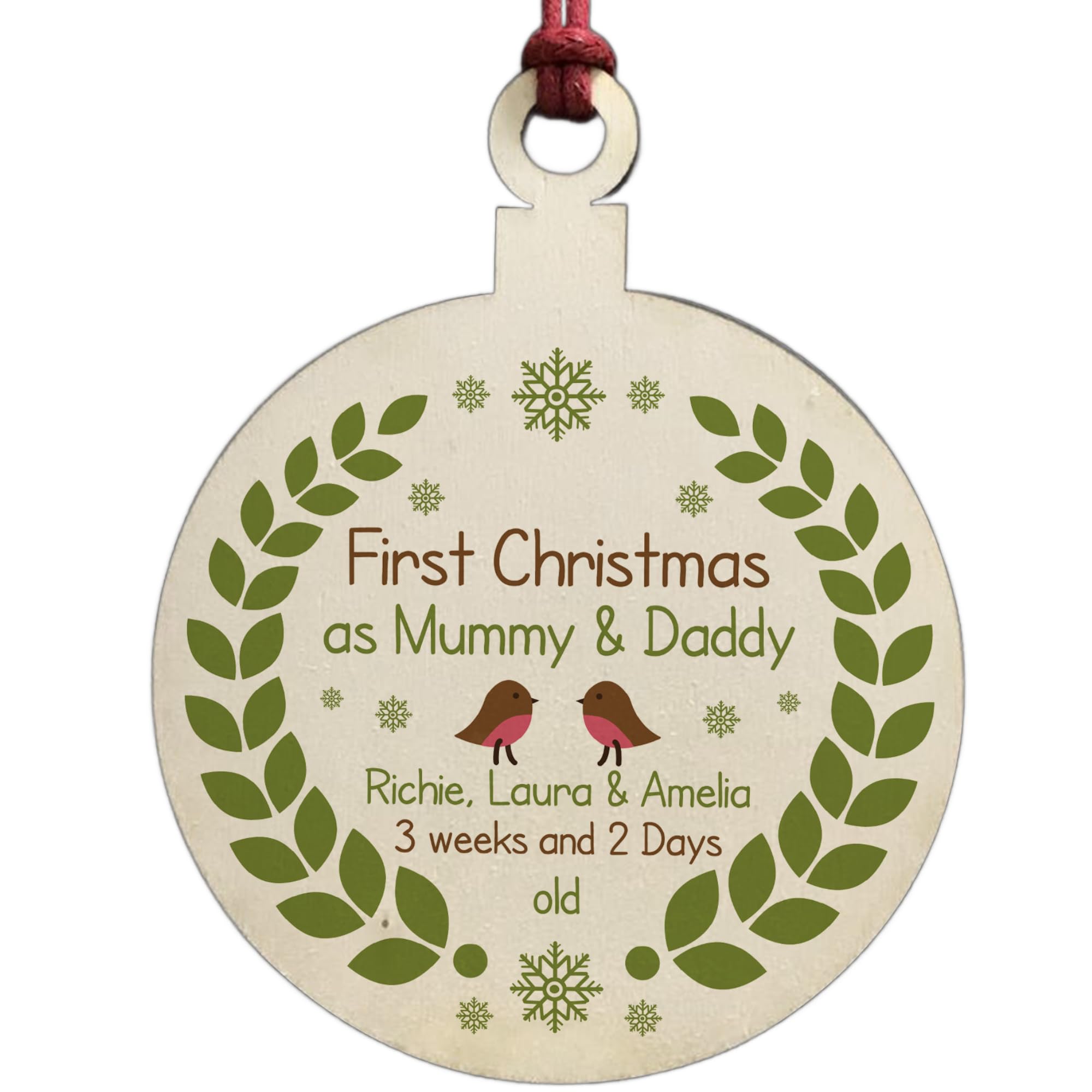 First Christmas As Mummy Daddy Wood Heart New Baby Detail Christmas Decoration