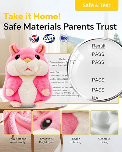 Miniatura 6 de Juguetes al aire libre para niños pequeños de 1 a 3 años, hámster parlante, repite lo que dices, animales de peluche, día del padre, regalos