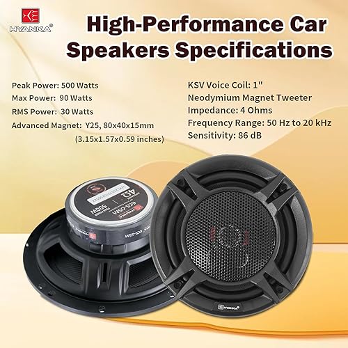 Vista 11 de H YANKA ES-69 - Altavoces de coche de 6 x 9, audio coaxial de rango completo de 600 W, sonido estéreo claro, sin distorsión, perfecto