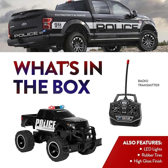 Ford F-150 Police 1:14 RC Monster Truck, Police Lights, All-Terrain Tires