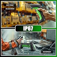 Vista 7 de NETUM Escáner de código de barras industrial 2D QR Bluetooth con base de carga, lector de código de barras inalámbrico 2D/1D mejorado, batería