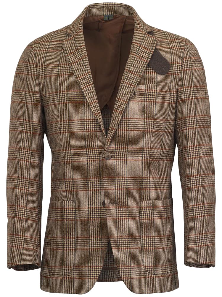 Giacca sportiva da uomo in tweed pied de poule scozzese vintage sottile misto lana con risvolto dentellato caldo giacca casual da lavoro
