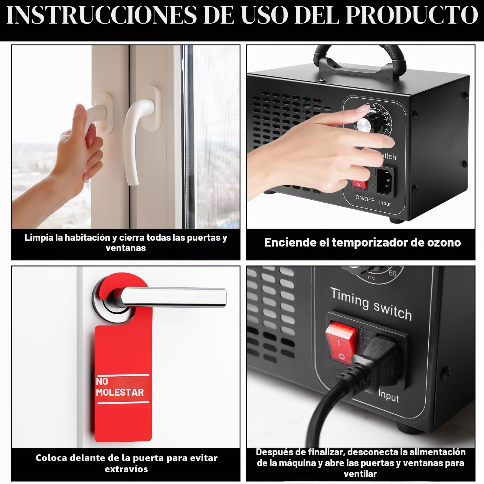 Generador de ozono 60000 mg/h: dispositivo de ozono características eficiente purificador de aire de ozono desinfección, función de purificador de aire automático de ozono industrial, temporizador