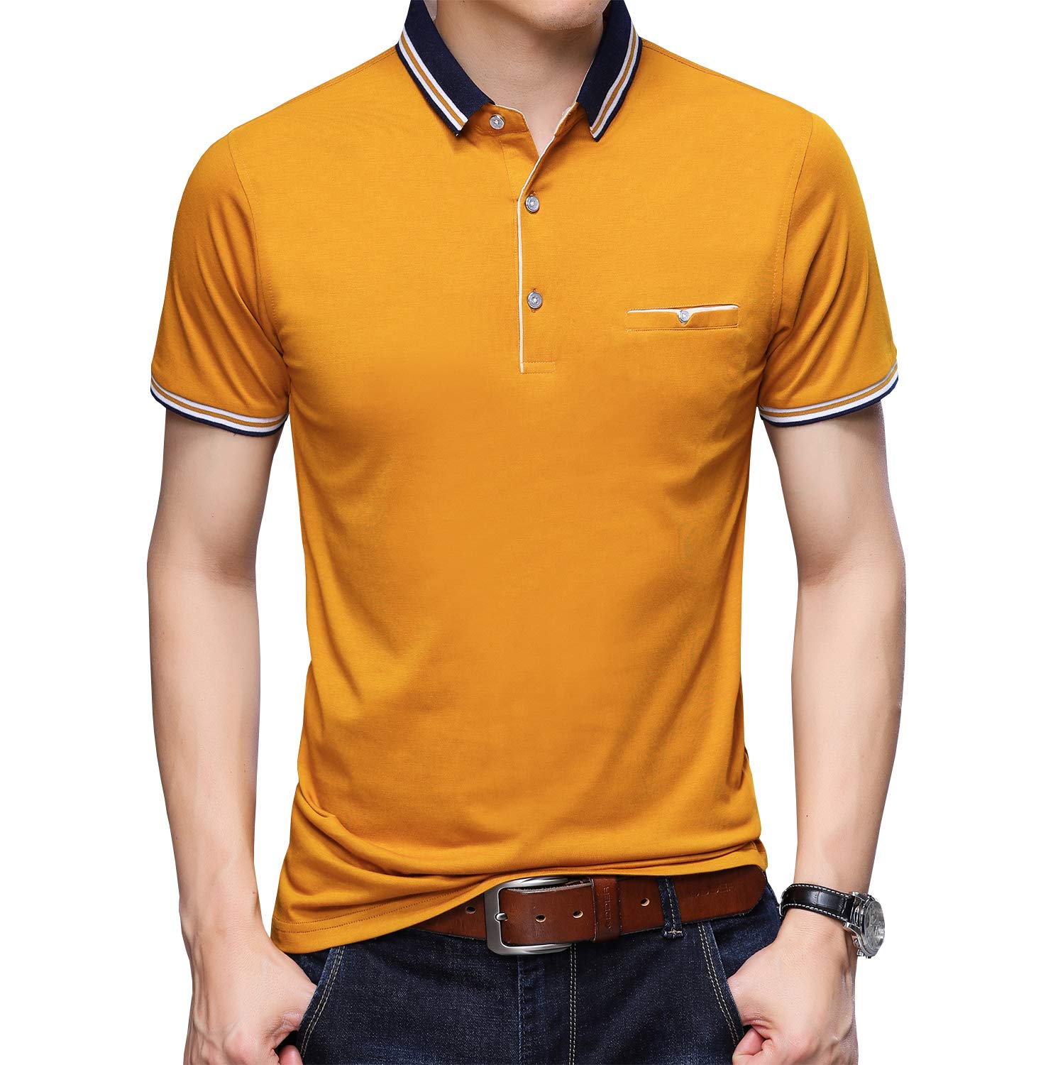WomleysMens Casual Slim Fit Short Sleeve Collared Polo T Shirt